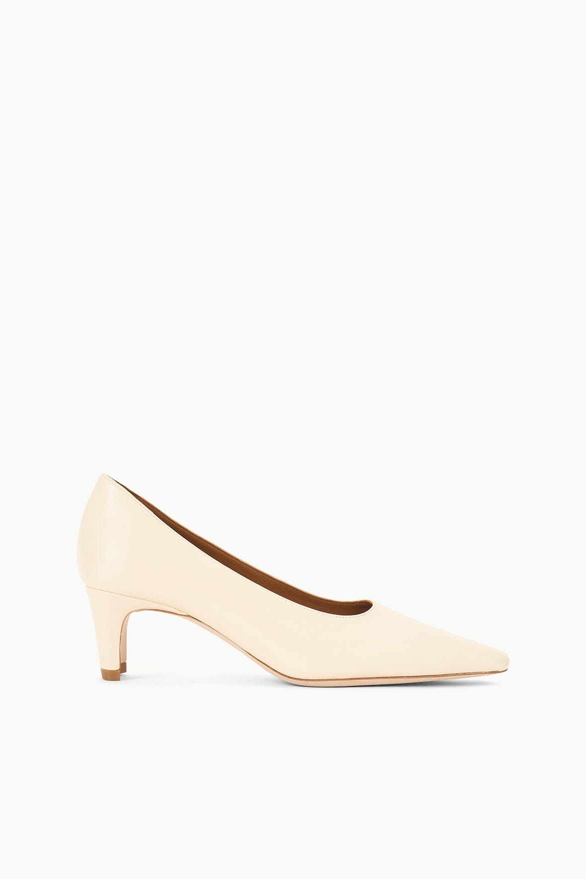 Cream Square Toe Blade Heel Pump | Wally