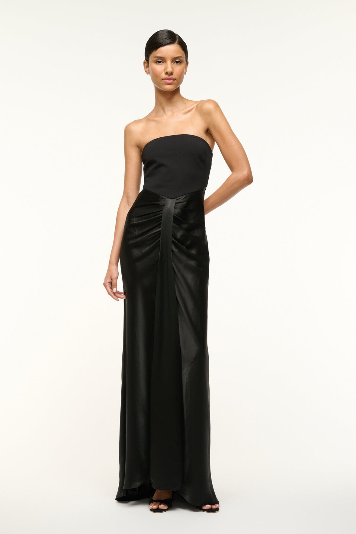 Strapless Evening Gown with Ponte Bodice & Satin Skirt | Wayfaring Dress
