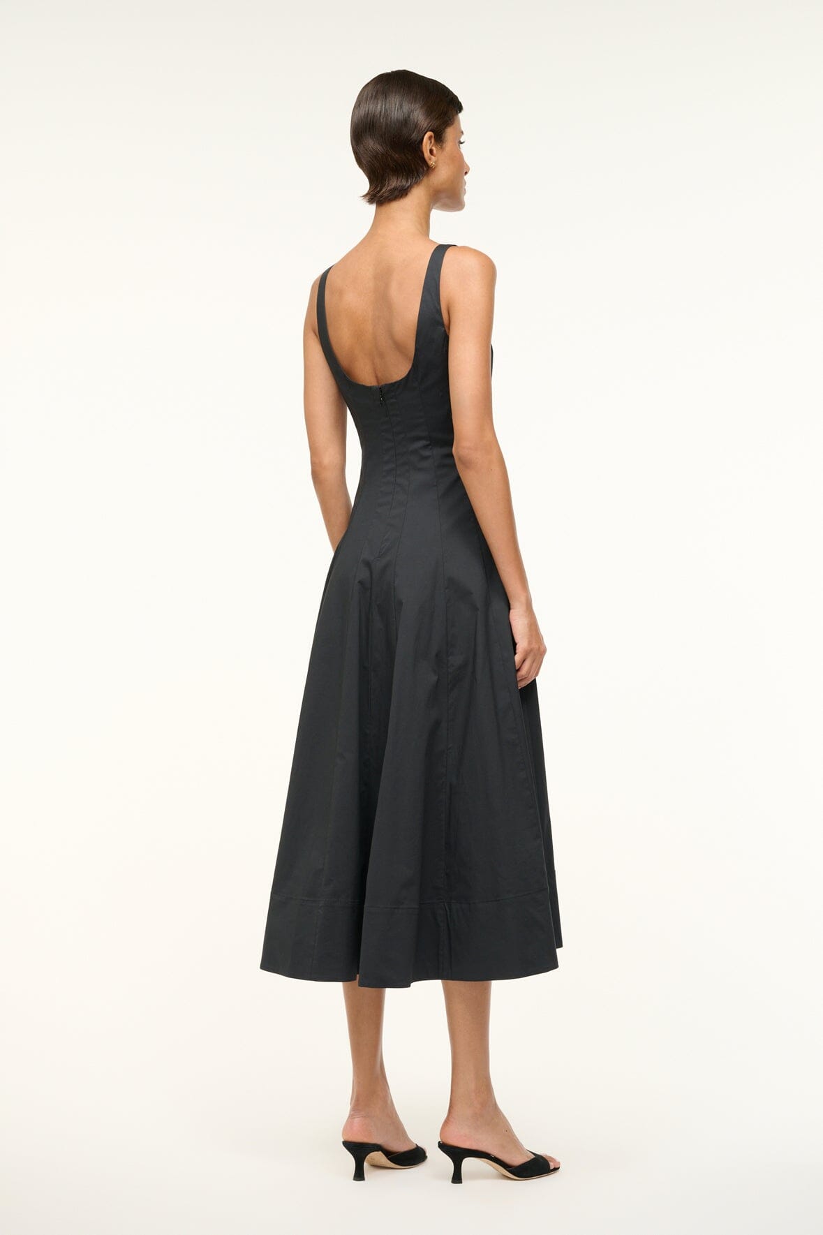 Corset-Style Black Midi Dress with A-Line Skirt | Wells Dress