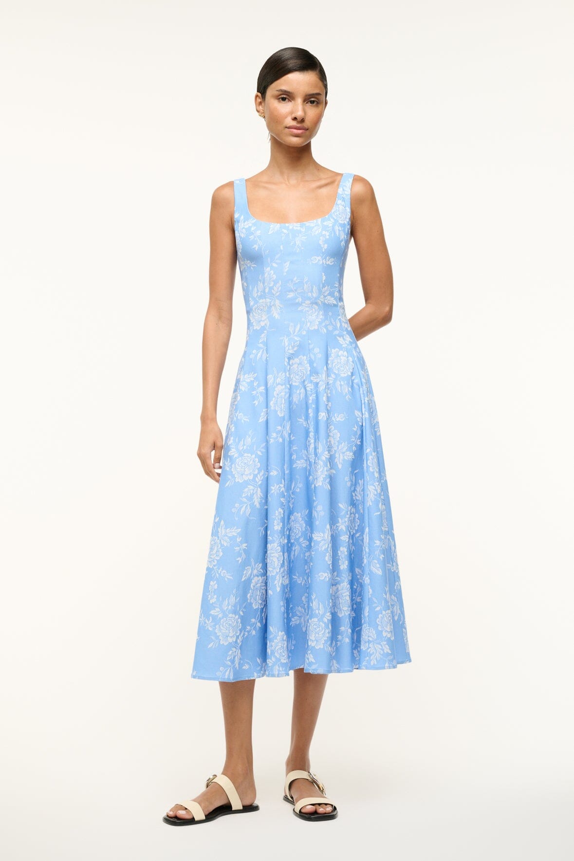 Blue Rose Corset Dress with Full Skirt | Wells Dress