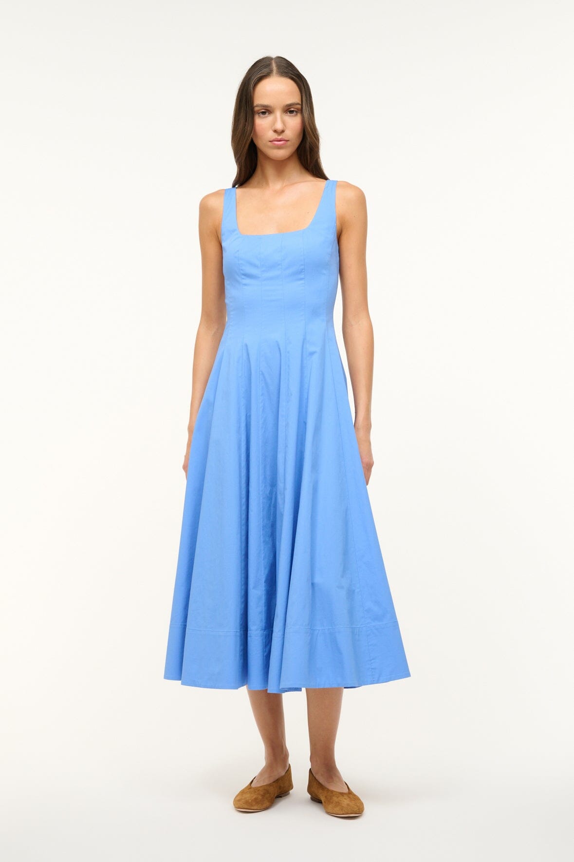 Wells Corset Dress in Cornflower Blue | Lightweight Cotton Poplin