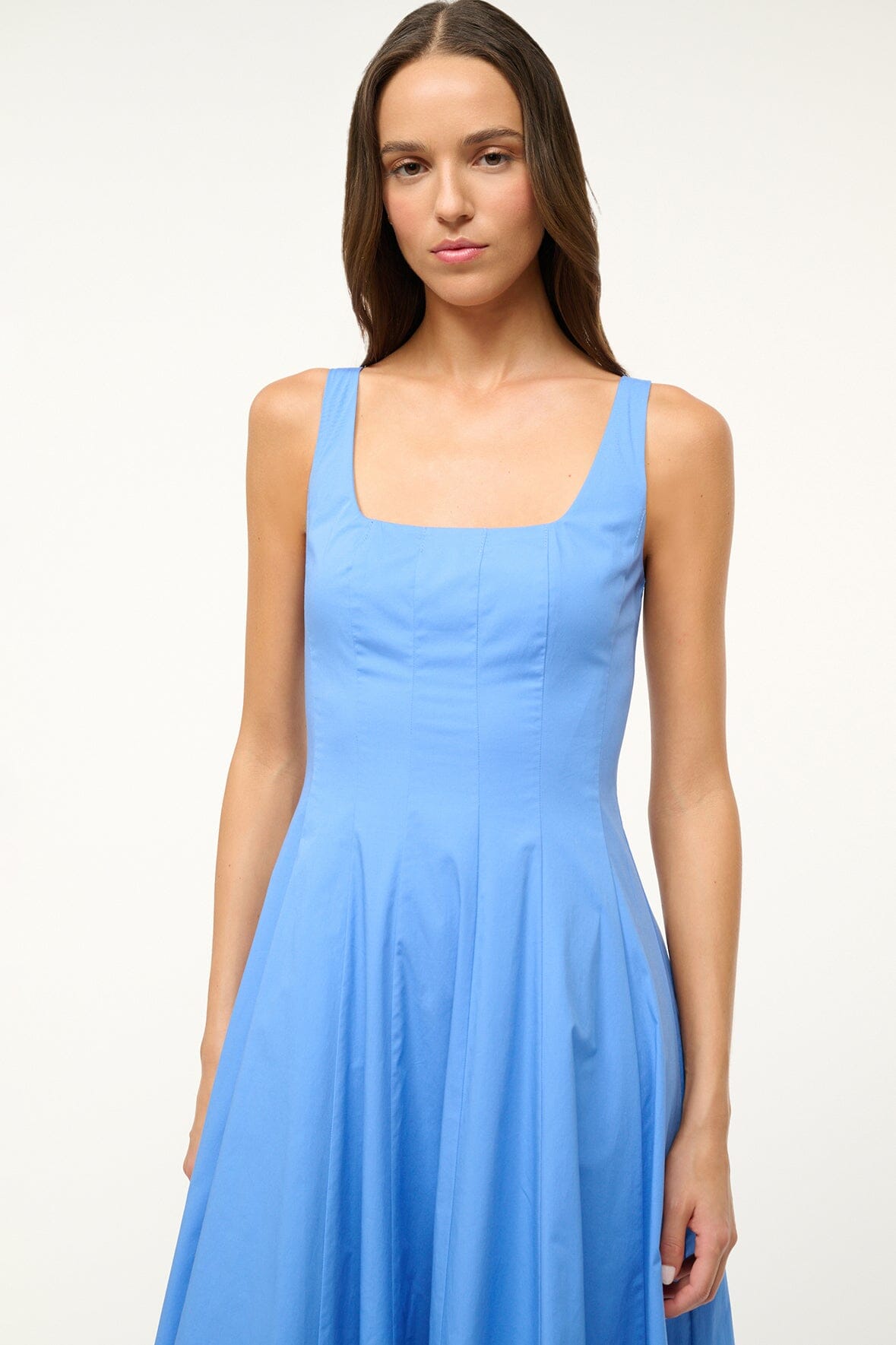 Wells Corset Dress in Cornflower Blue | Lightweight Cotton Poplin