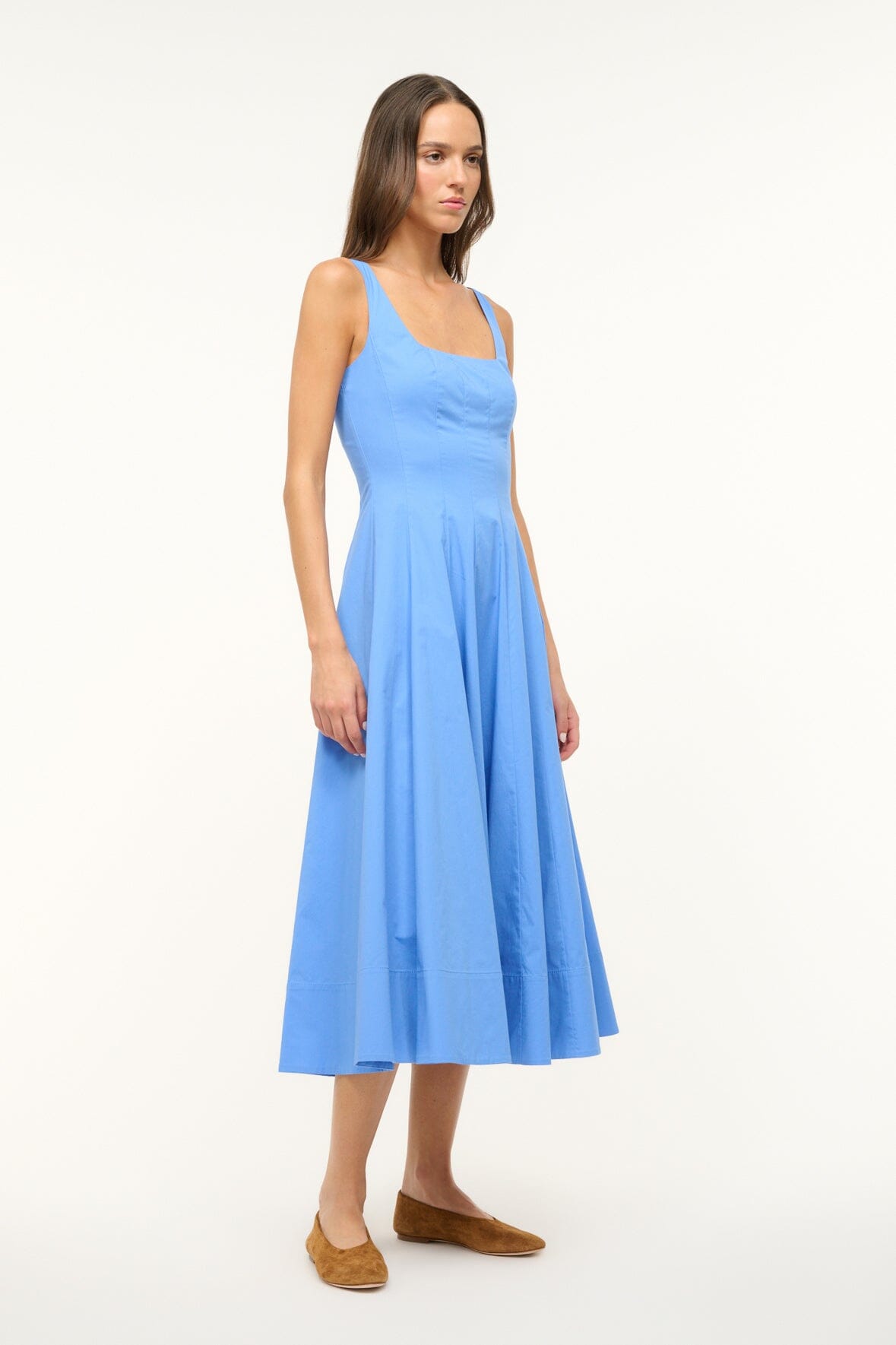 Wells Corset Dress in Cornflower Blue | Lightweight Cotton Poplin