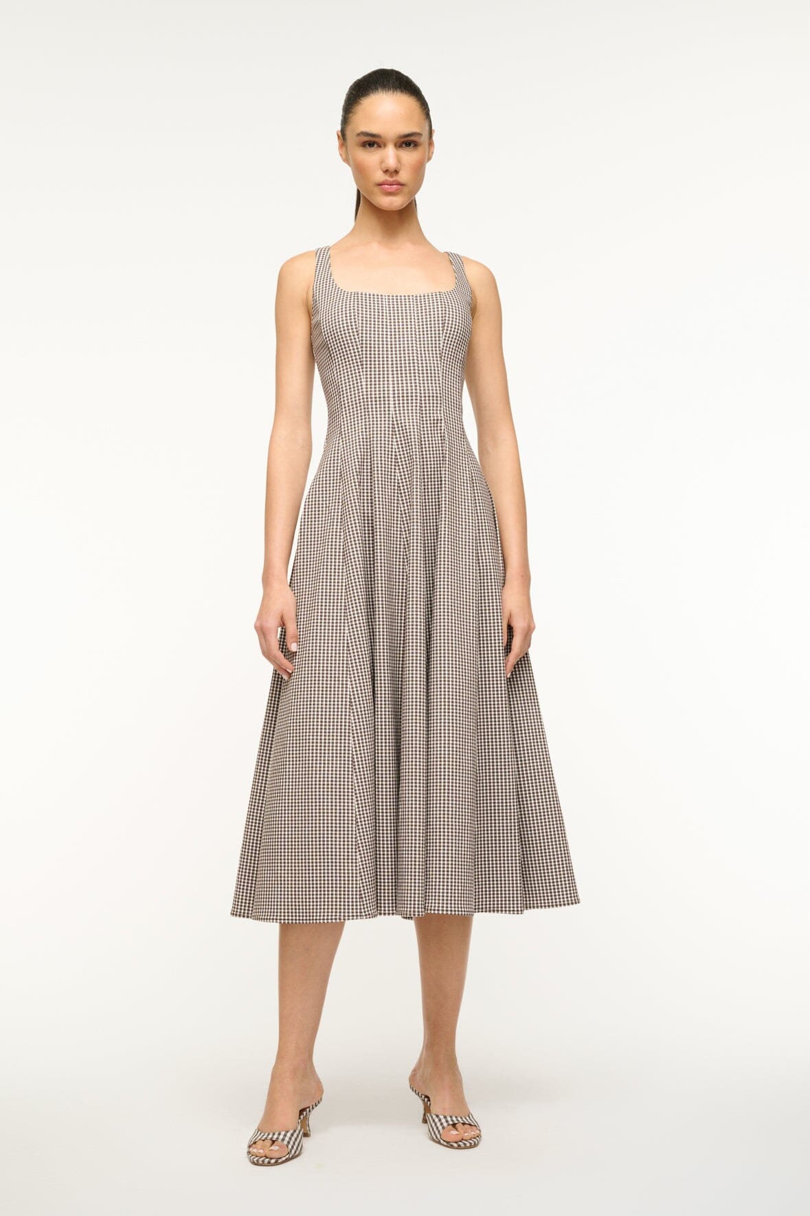 Dark Chocolate Micro Check Corset Dress | Wells Dress
