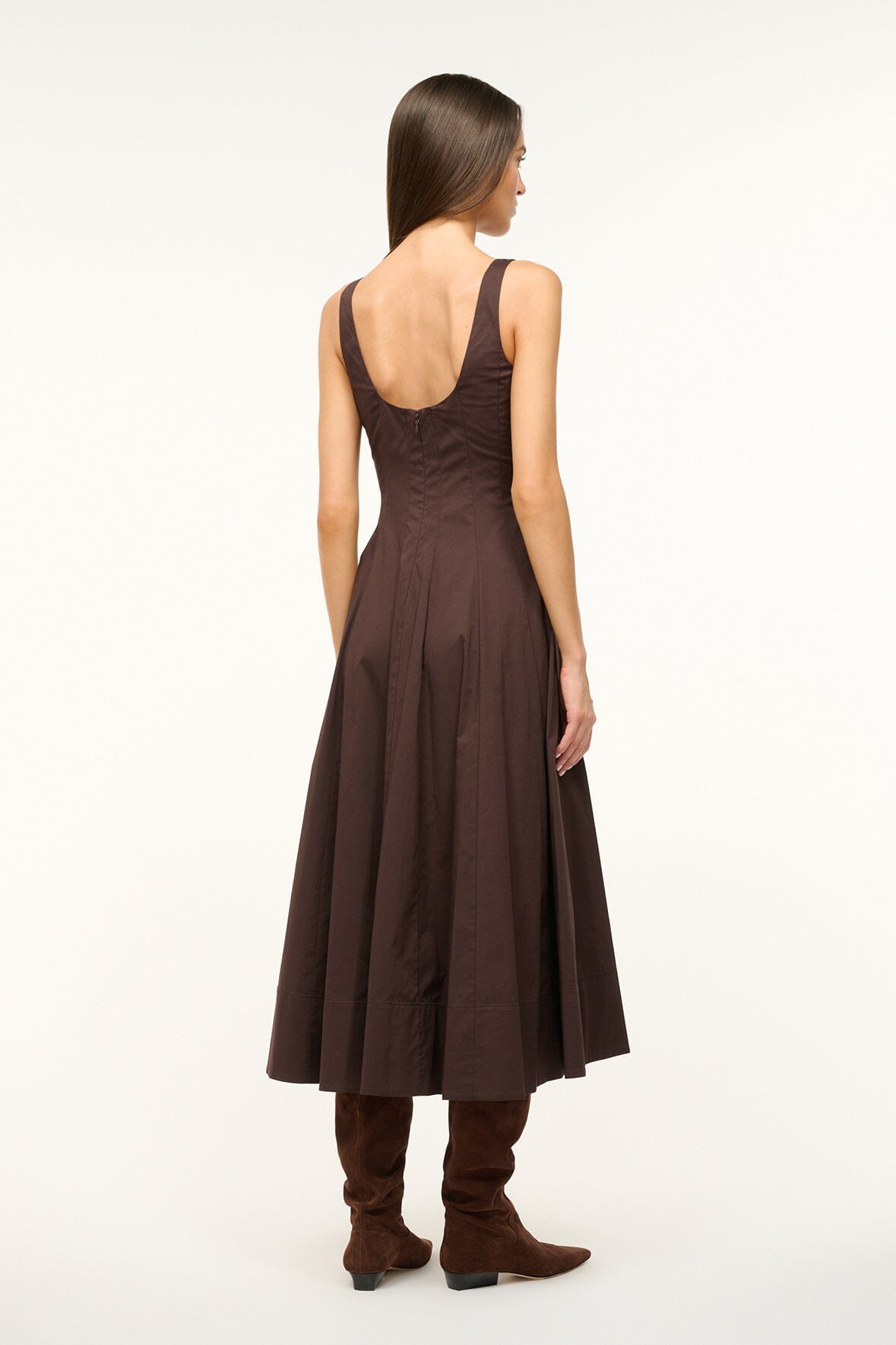 Corset-Style Cotton Poplin Dress with Full Skirt | Wells Earth