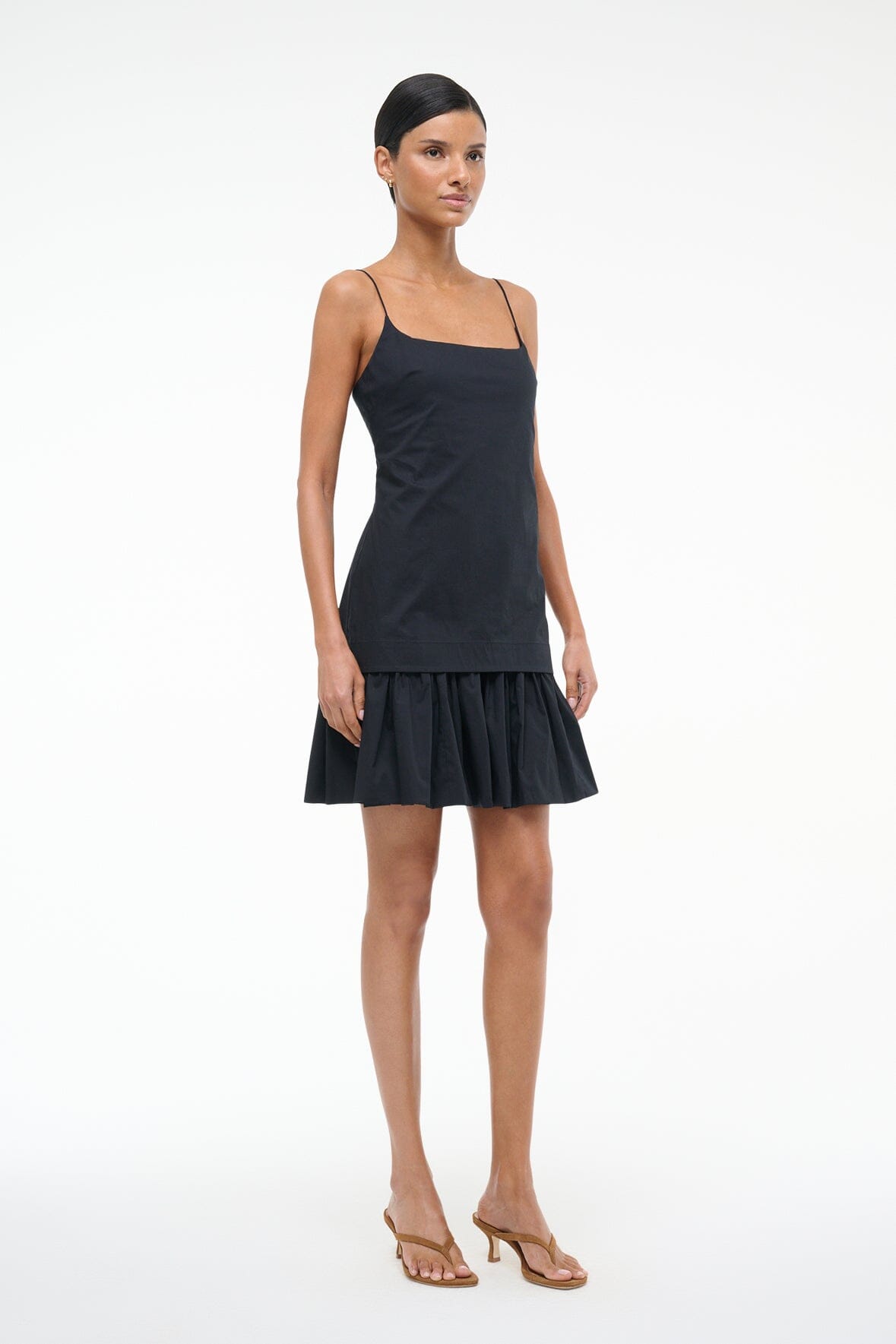 Black Mini Dress with Drop Waist & Spaghetti Straps | Ari