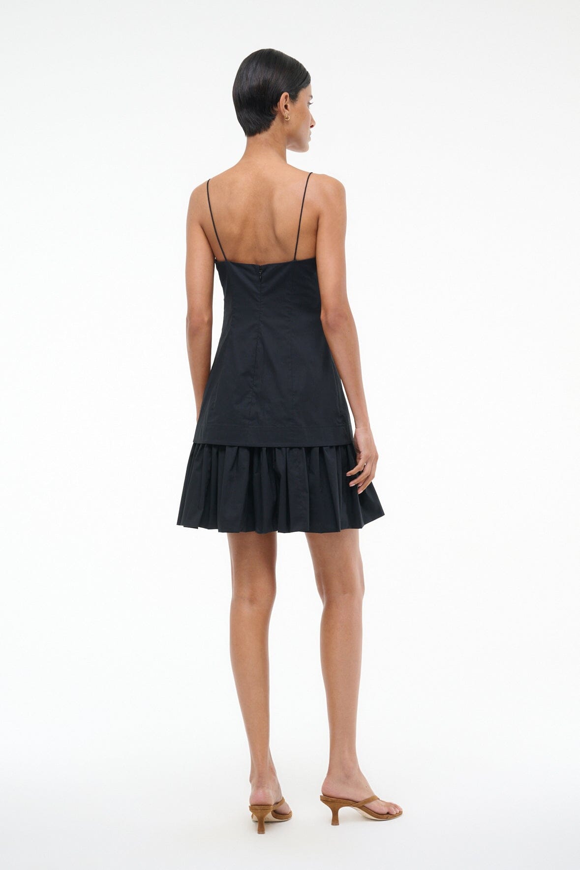 Black Mini Dress with Drop Waist & Spaghetti Straps | Ari