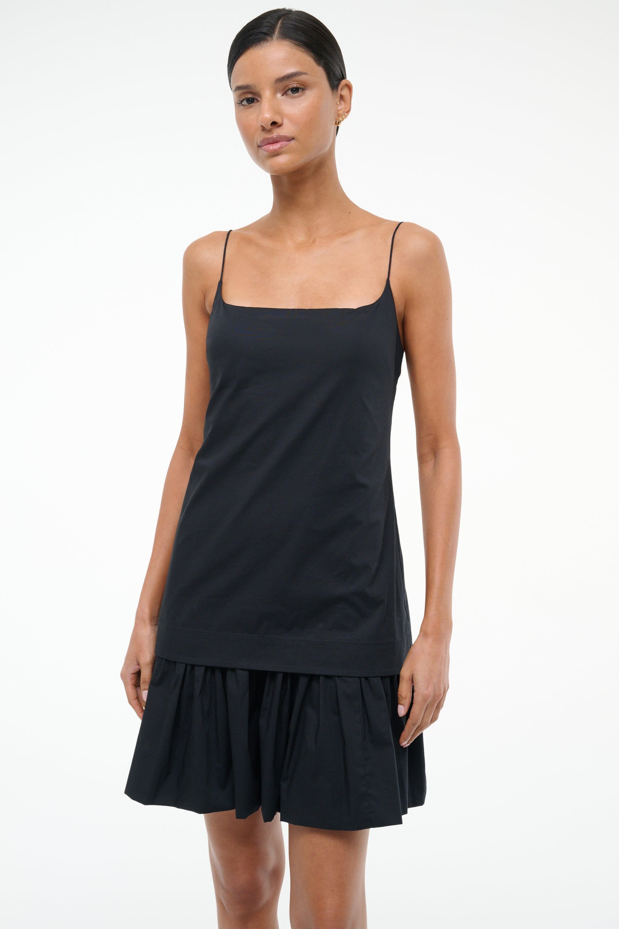 Black Mini Dress with Drop Waist & Spaghetti Straps | Ari