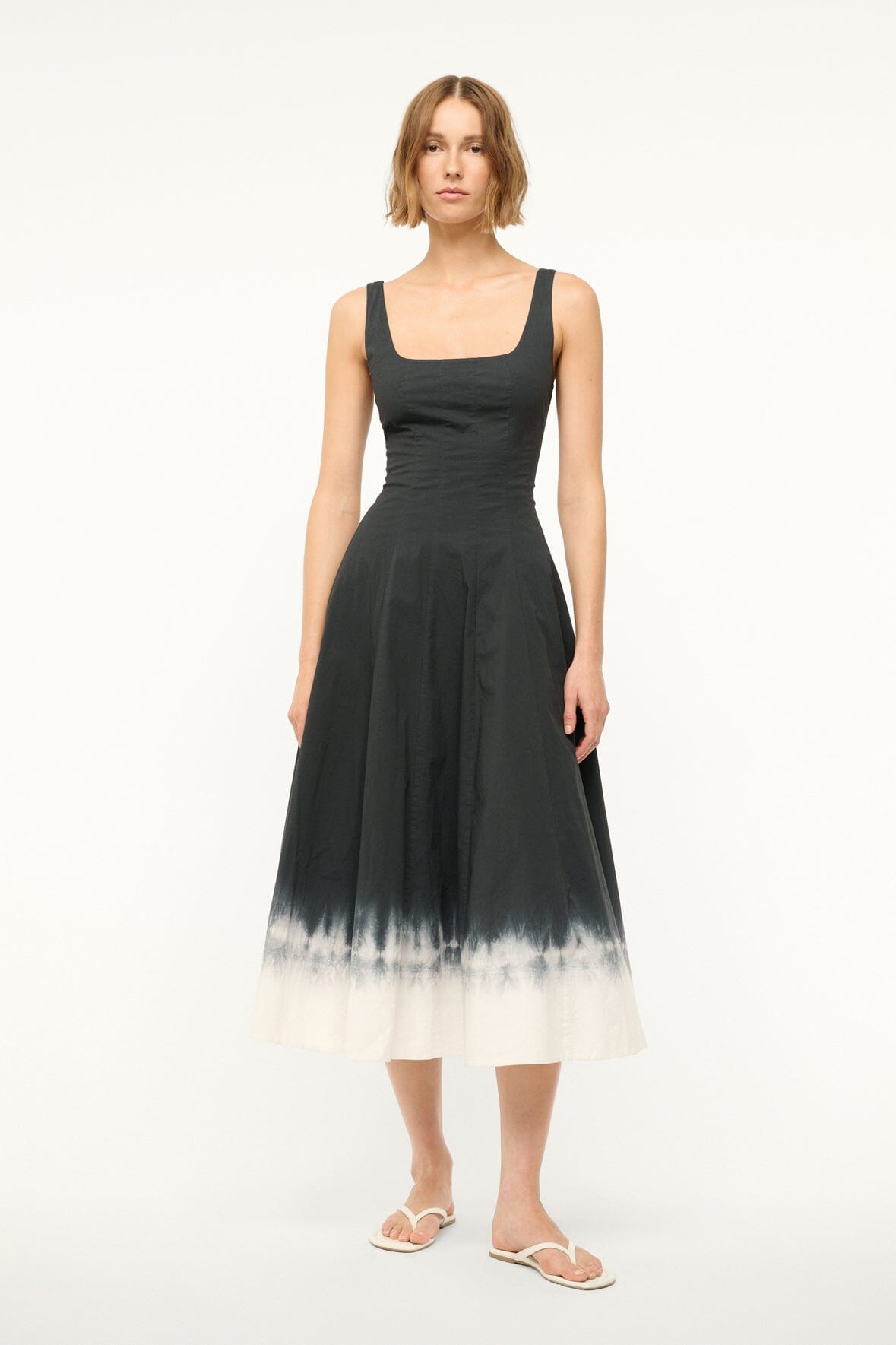 Tie Dye Square Neck Dress with Corset Bodice | Wells Onyx