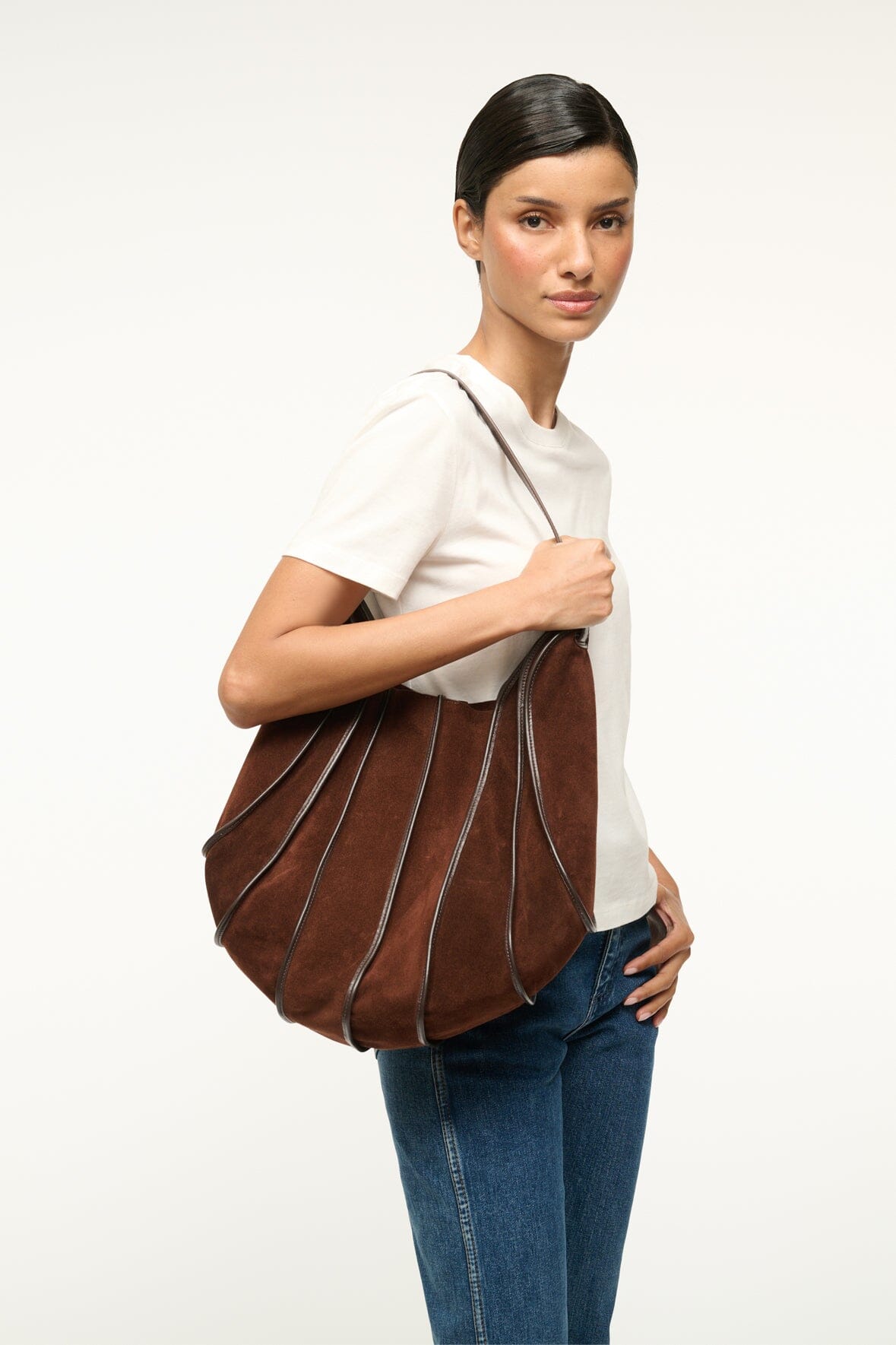 Slouchy Shoulder Bag with Magnetic Closure | Wells Hobo Mahogany