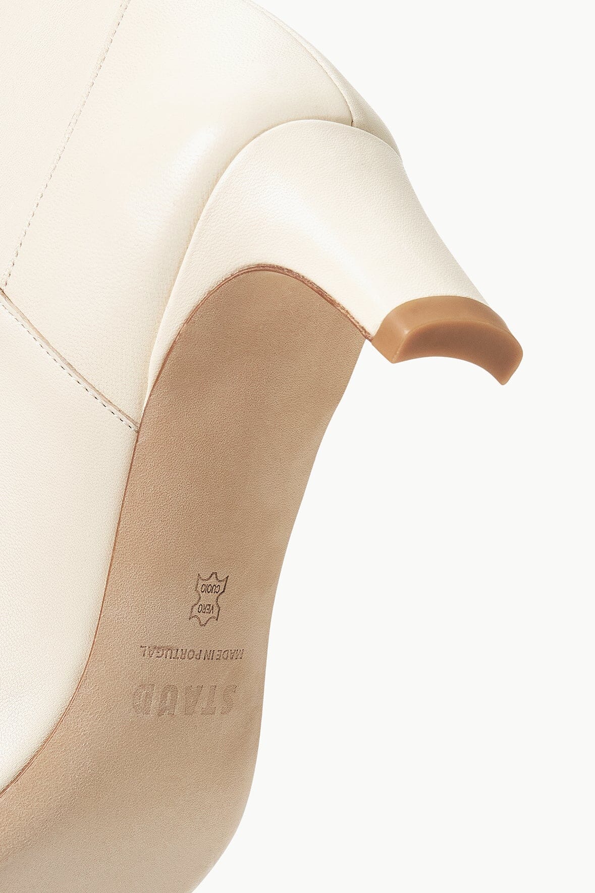 Cream Western Ankle Boot with Pointed Toe & Blade Heel | Wally