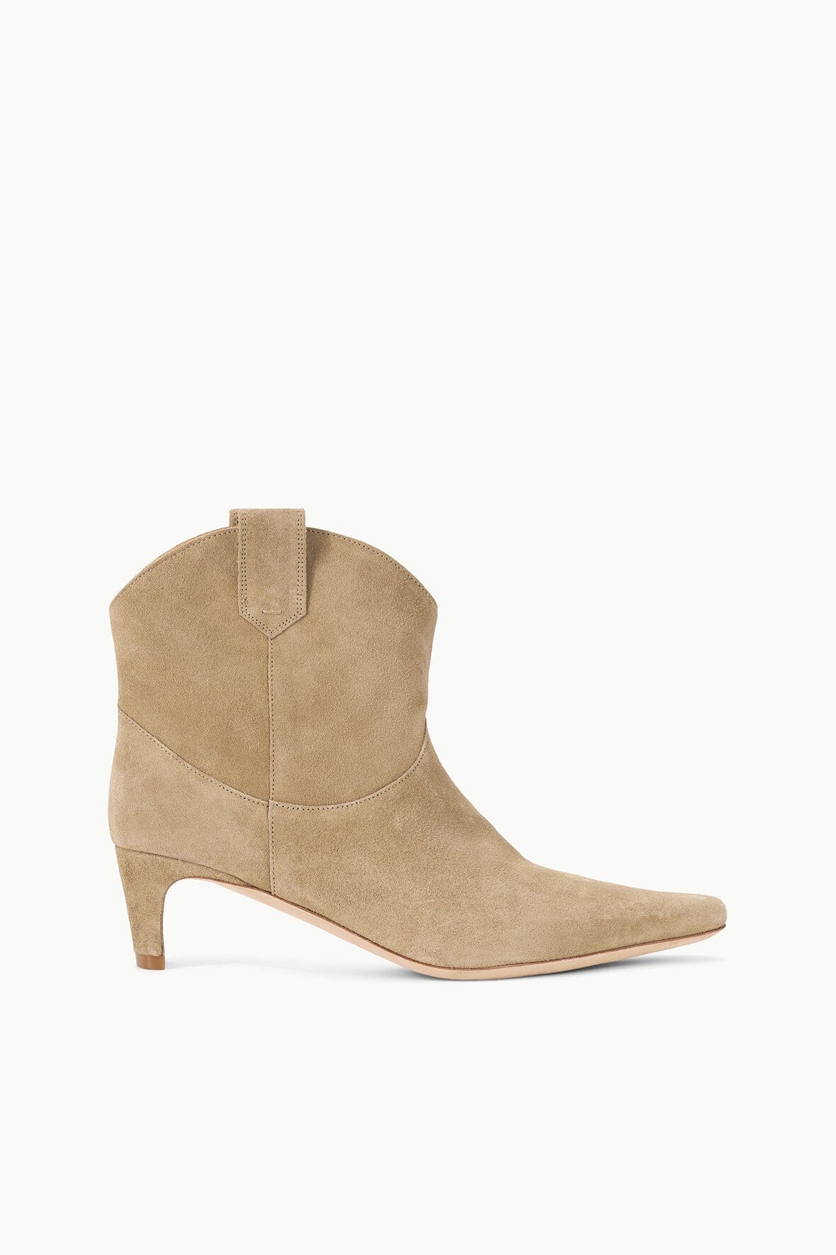 Western Ankle Boot in Suede with Pointed Toe & Blade Heel | Wally by Dune