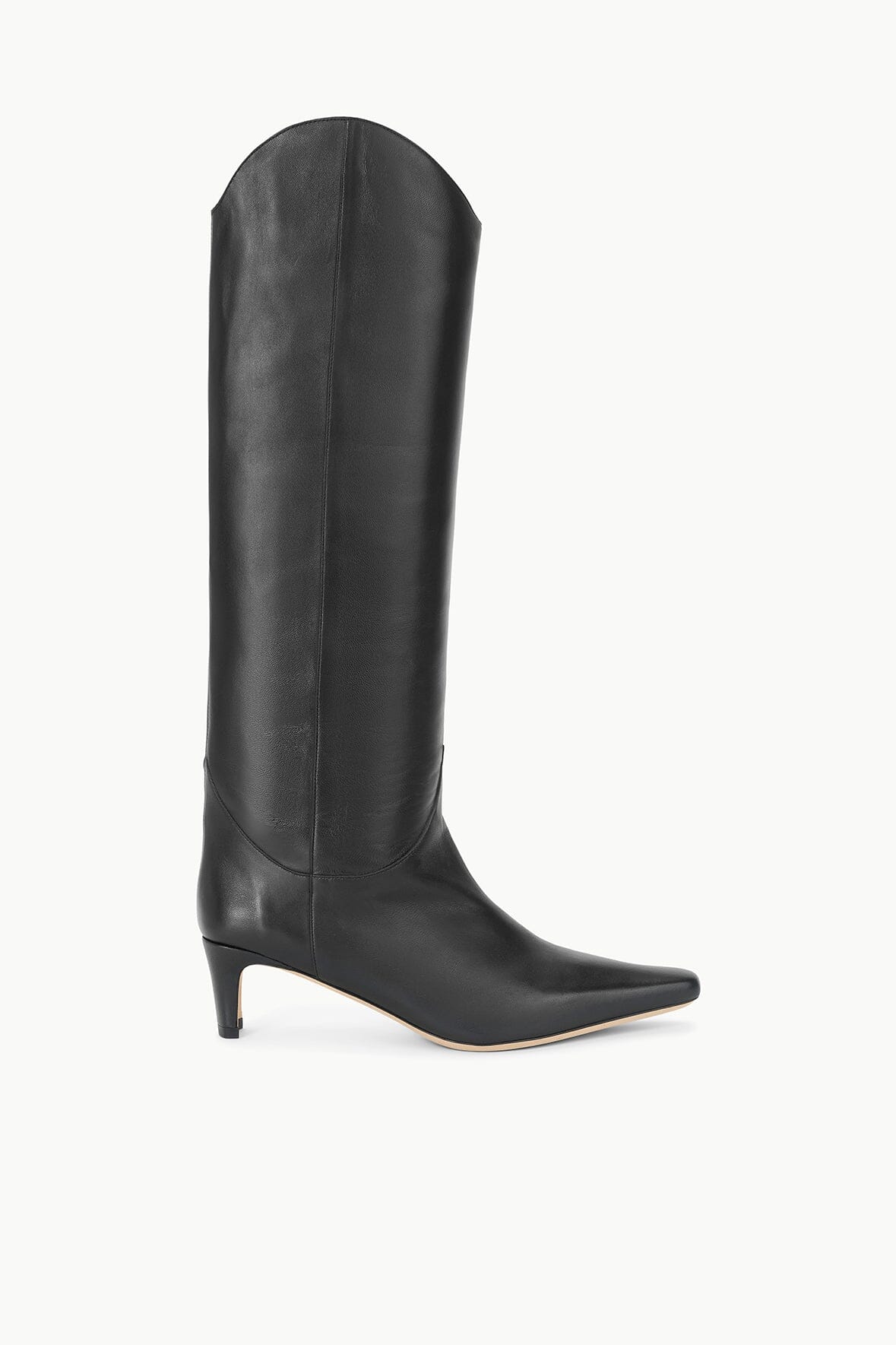 Western Style Wally Boot with Pointed Toe & Blade Heel | Black