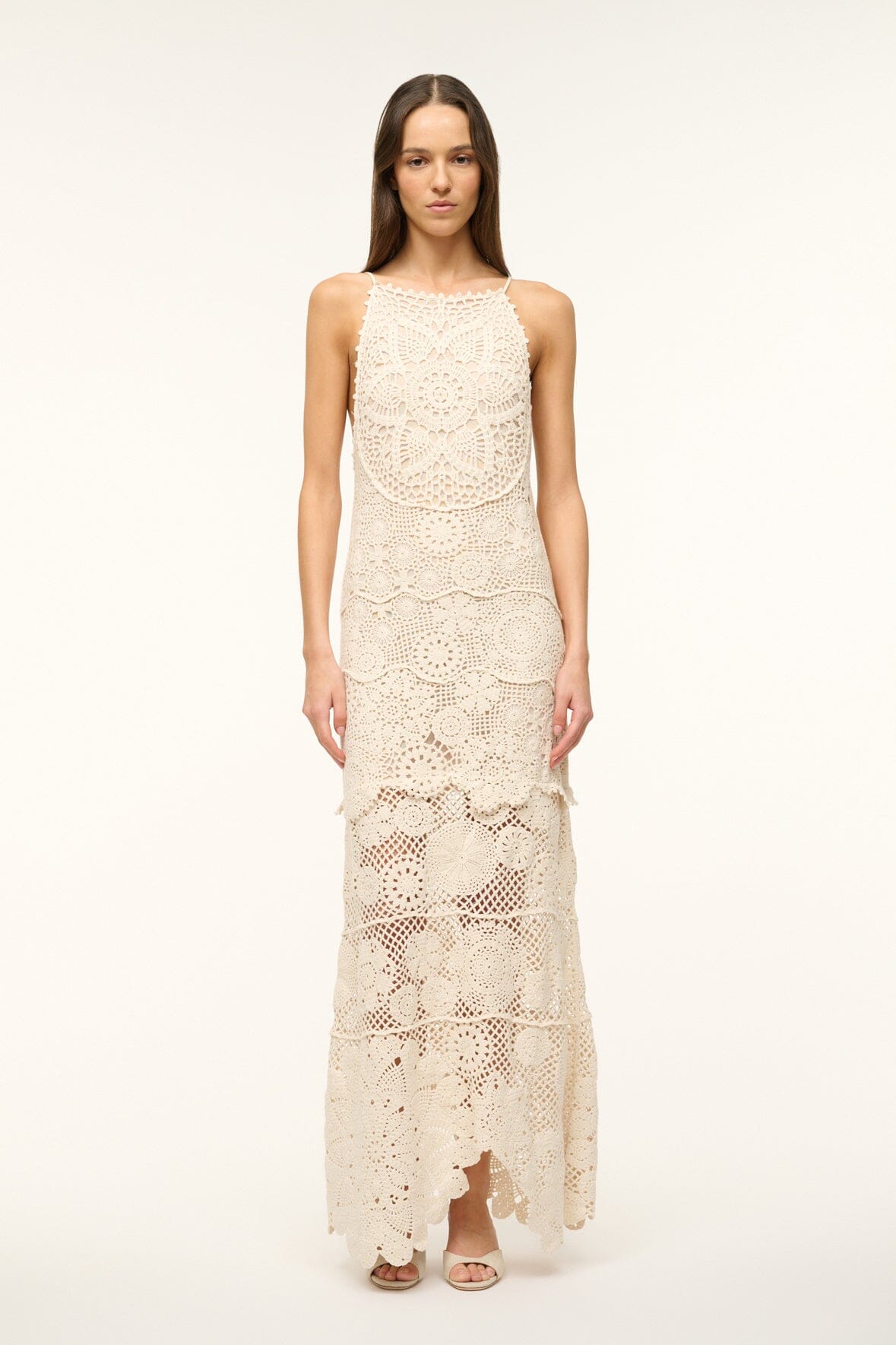 Crochet Maxi Dress with Scalloped Hem | Whimsy Dress Buttercream