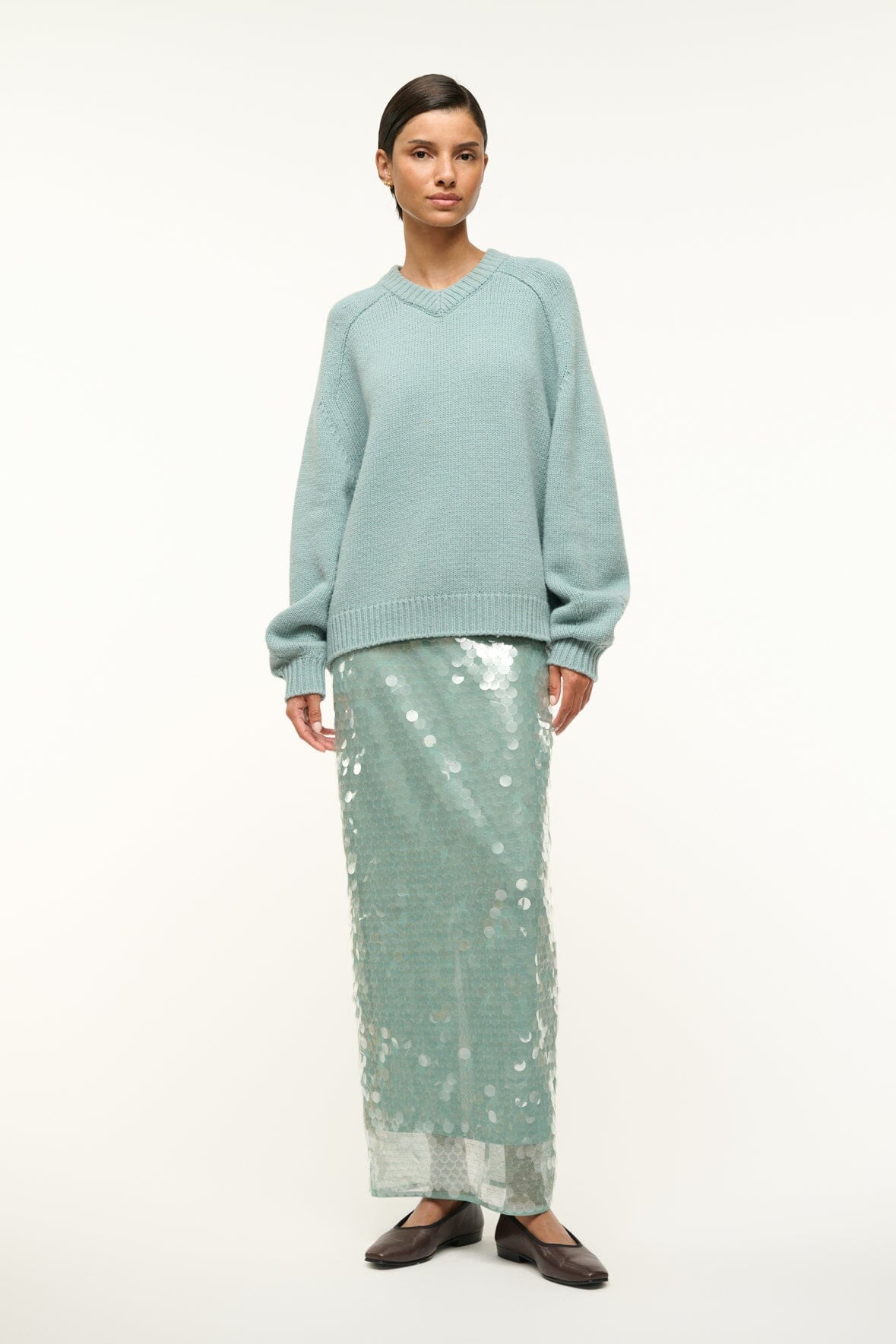 Chunky Oversized V-Neck Sweater for Women | Wilson Mist
