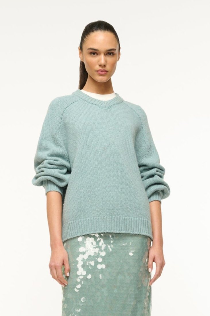 Chunky Oversized V-Neck Sweater for Women | Wilson Mist