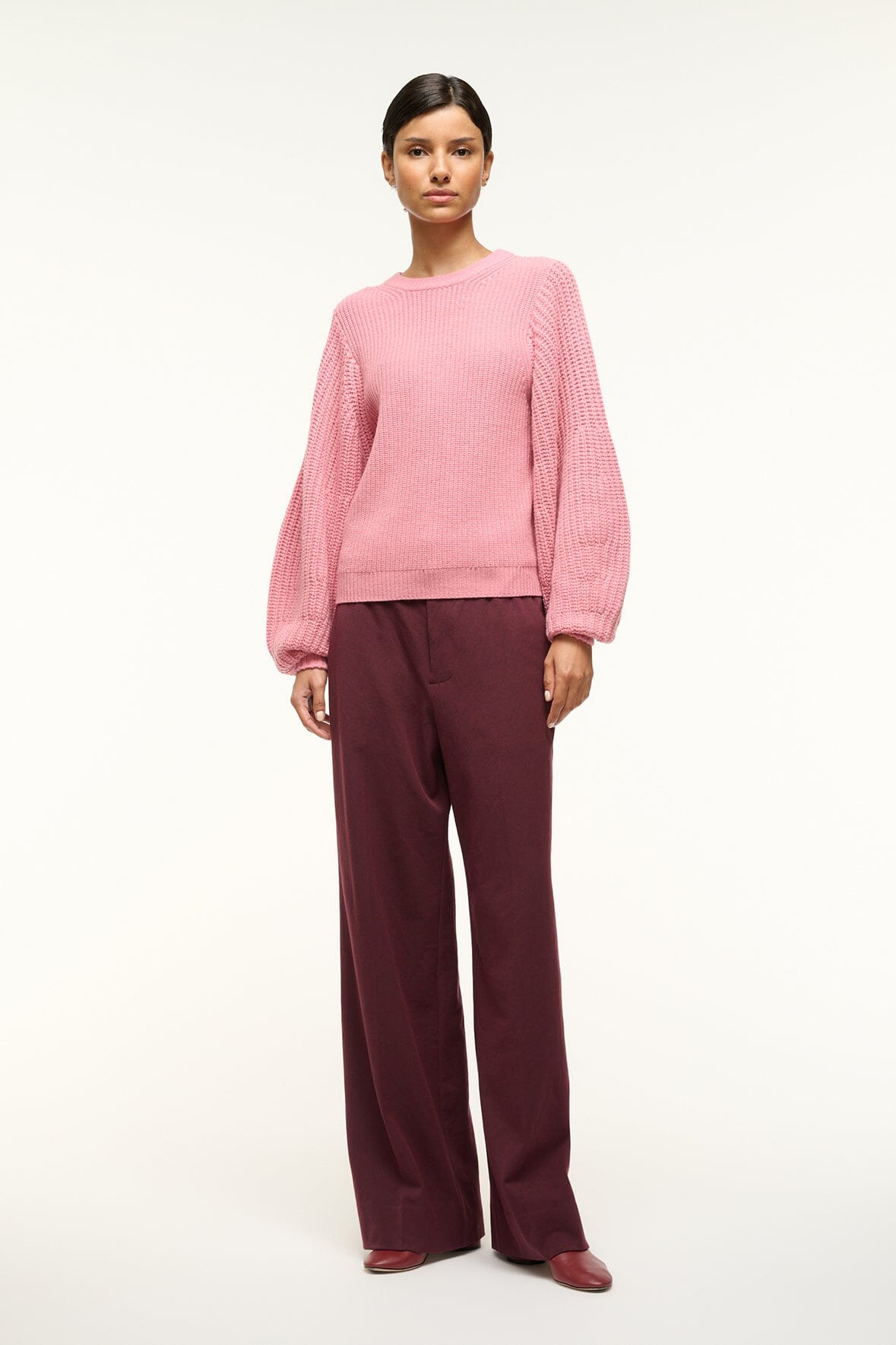 Chunky Merino Wool Sweater with Balloon Sleeves | Aura