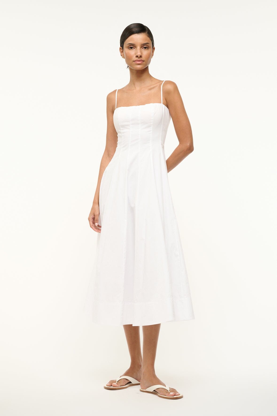 White Corset Midi Dress with Spaghetti Straps | Wylie