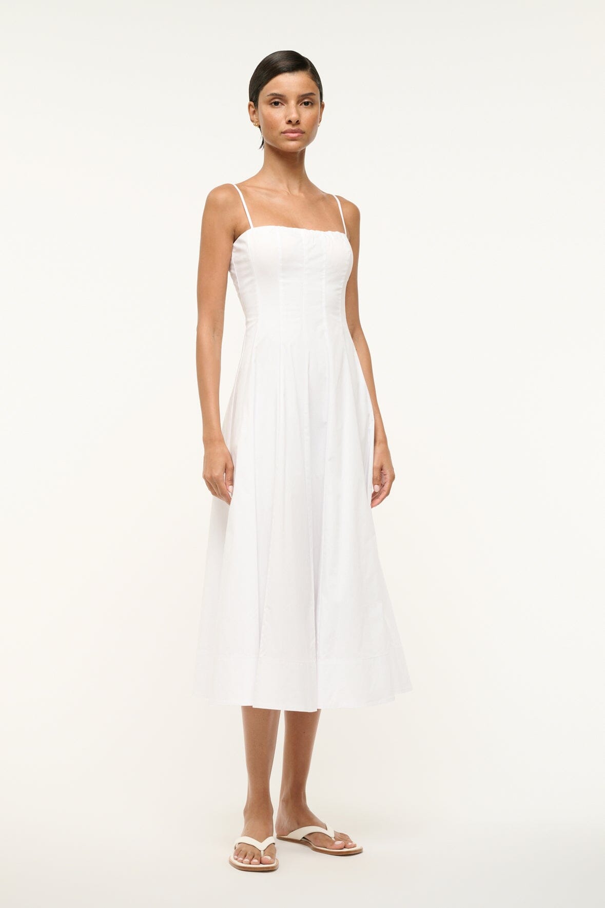 White Corset Midi Dress with Spaghetti Straps | Wylie