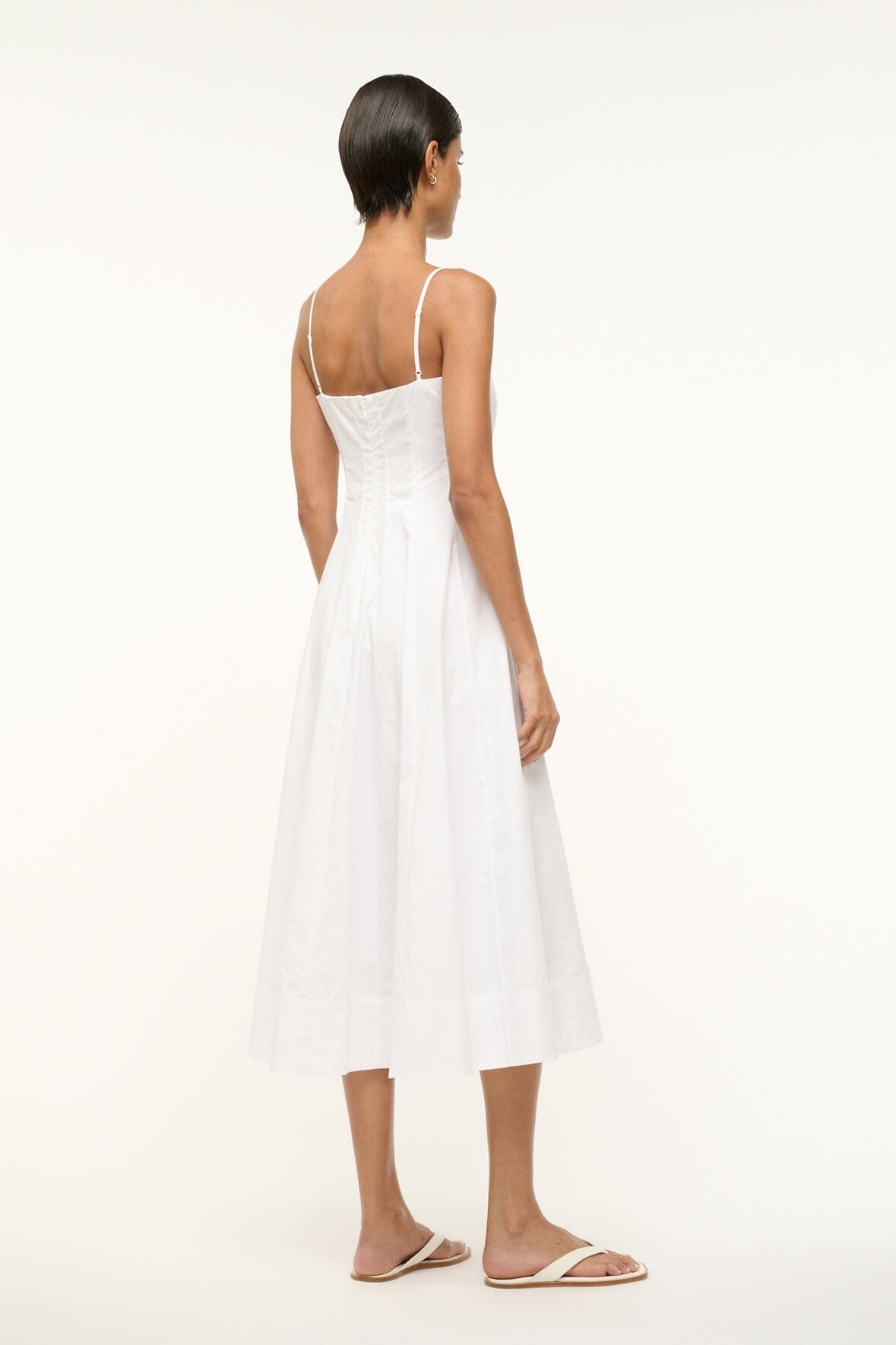 White Corset Midi Dress with Spaghetti Straps | Wylie