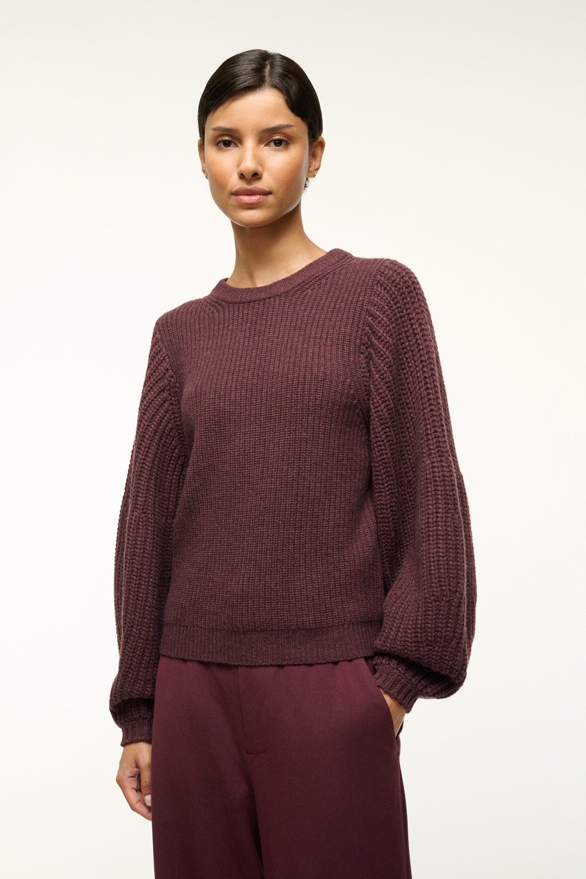 Chunky Merino Wool Sweater with Balloon Sleeves | Aura