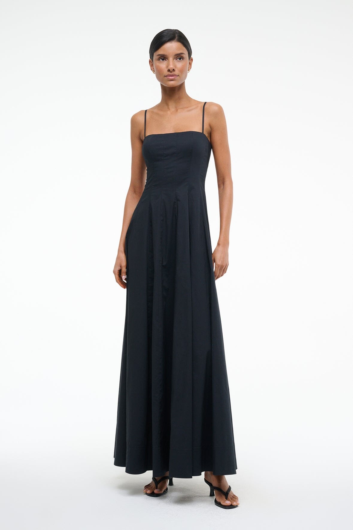 Corset-Style Cotton Poplin Maxi Dress | Wylie Black