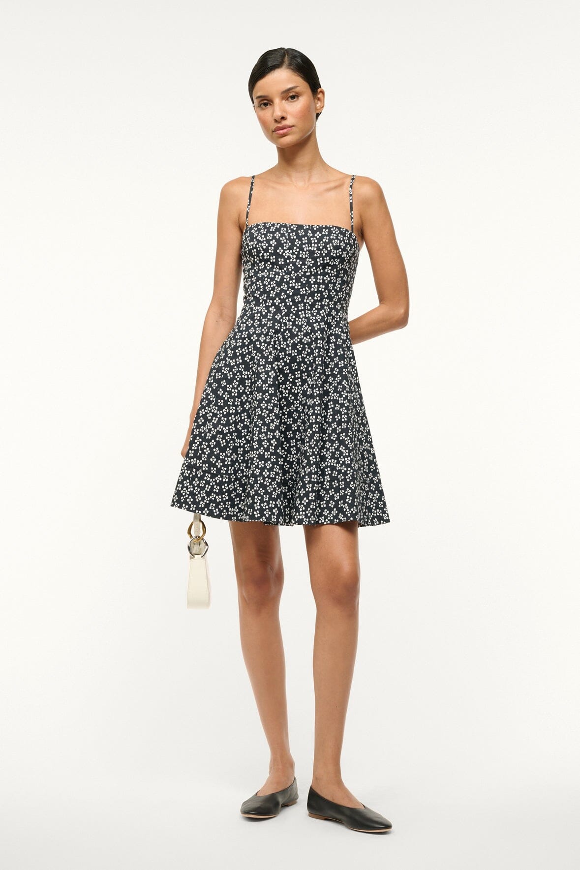 Mini Dress with Corset Panel & Spaghetti Straps | Wylie Black Floral