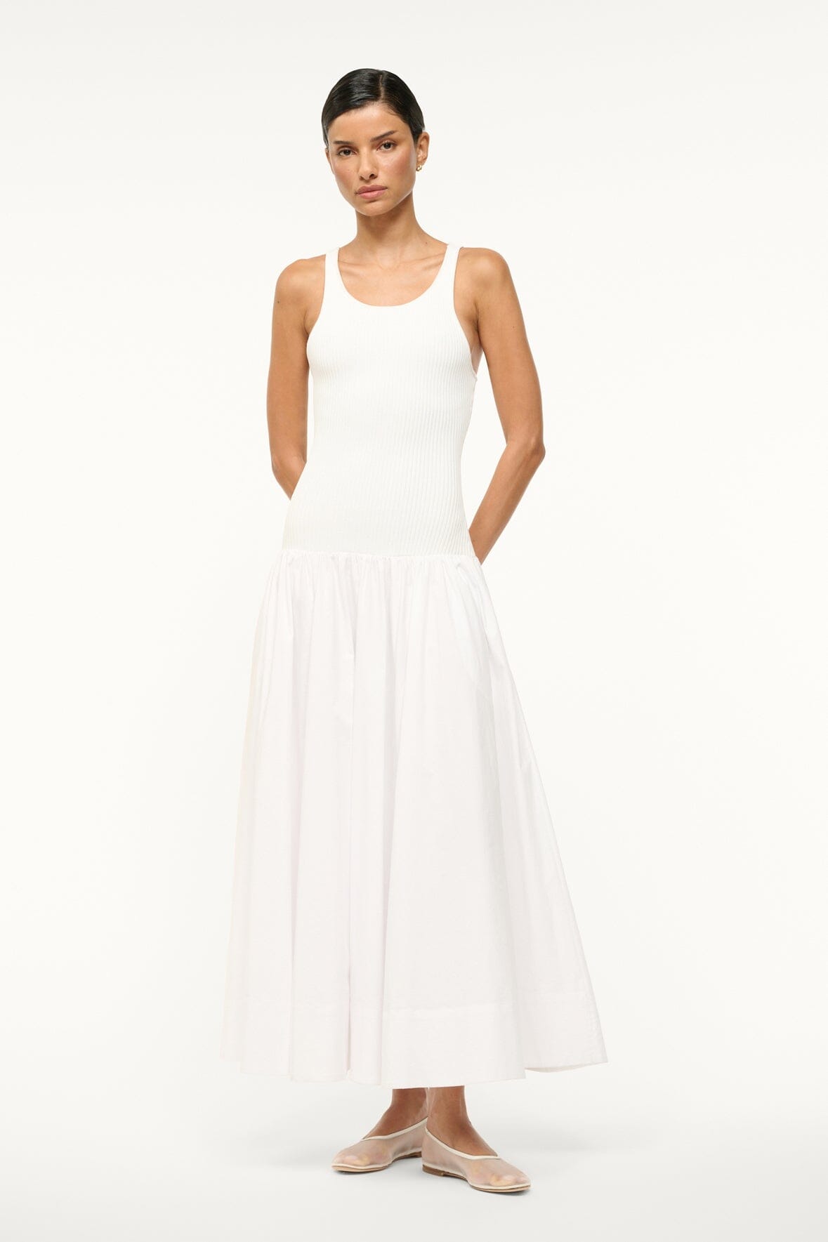 Racerback Tank Dress with A-Line Skirt | Yamila White