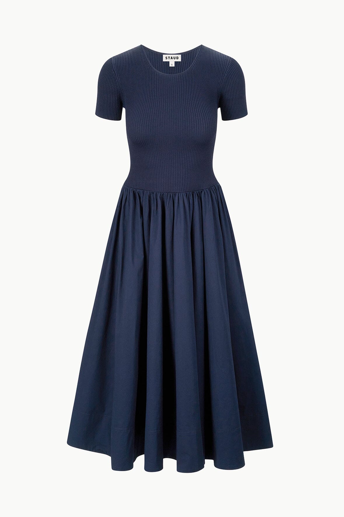Crewneck Midi Dress with A-Line Skirt | Ysabel Navy