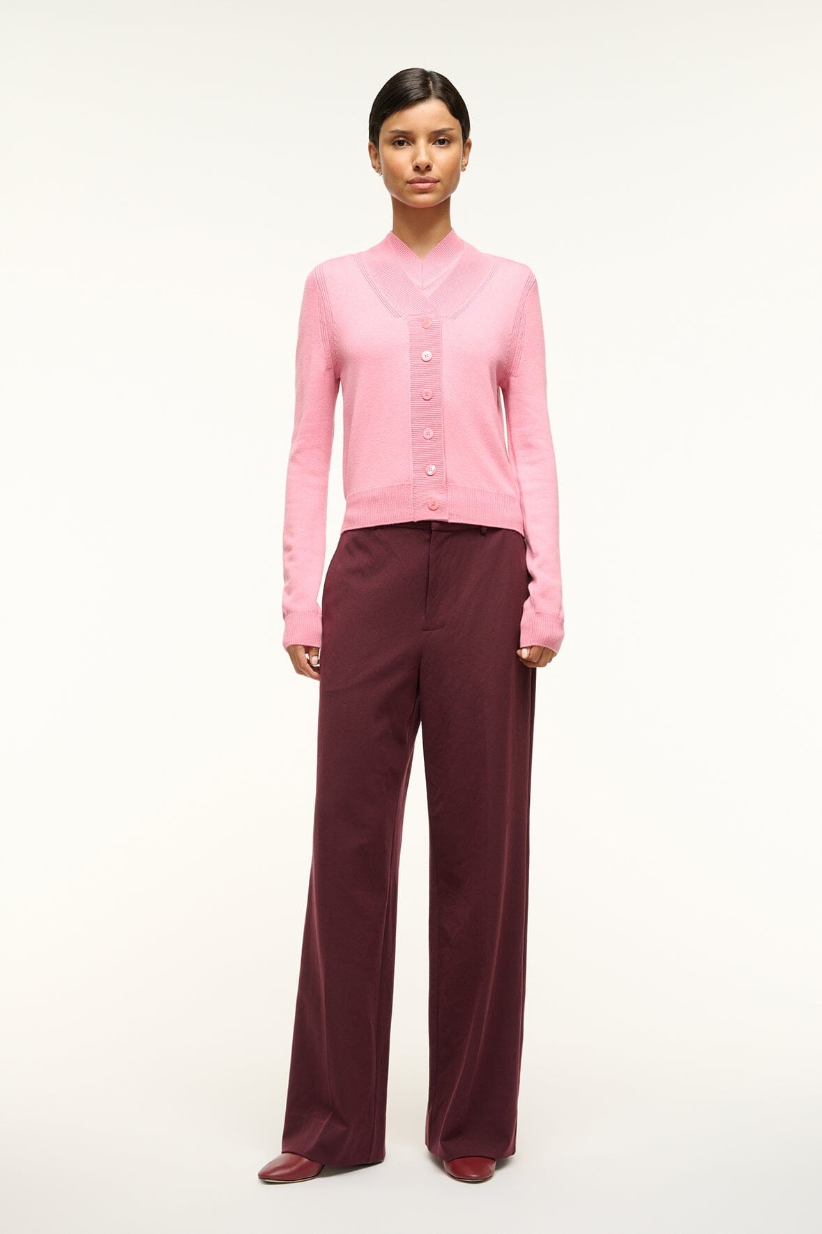 Merino Wool Cardigan with V Neckline & Ribbed Cuffs | Baxter