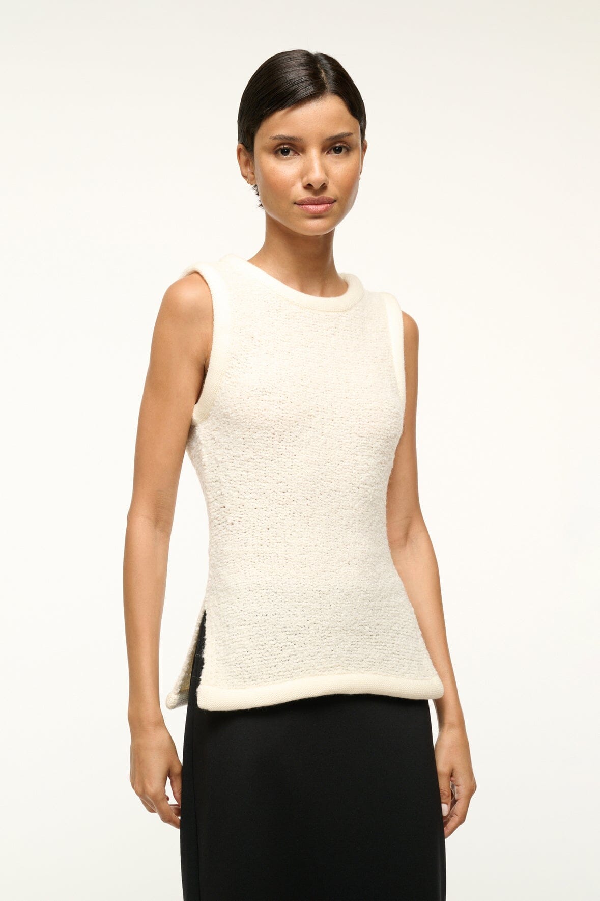 Chunky Knit Tank Top with Side Slits | Aerin Ivory