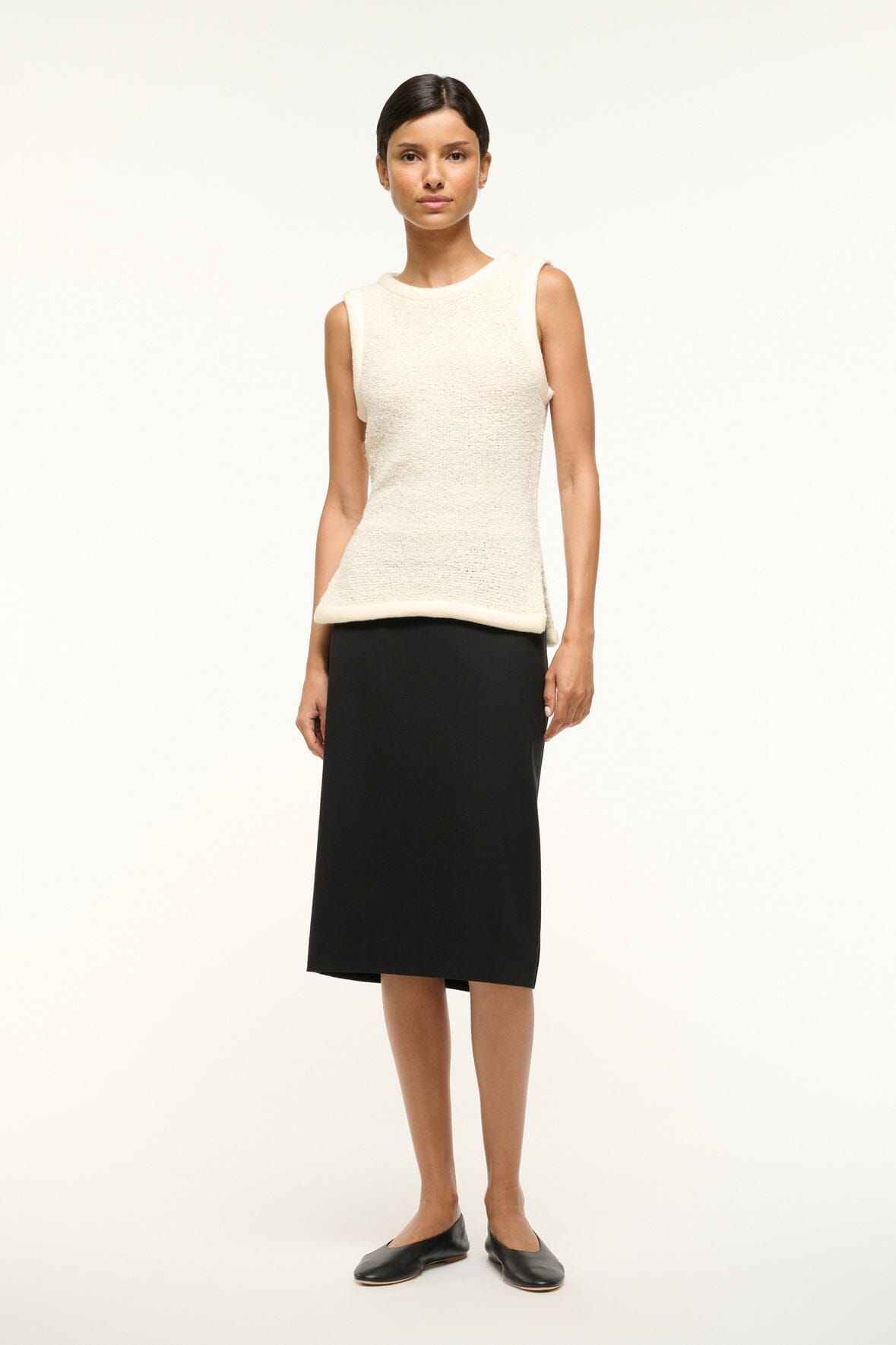Chunky Knit Tank Top with Side Slits | Aerin Ivory