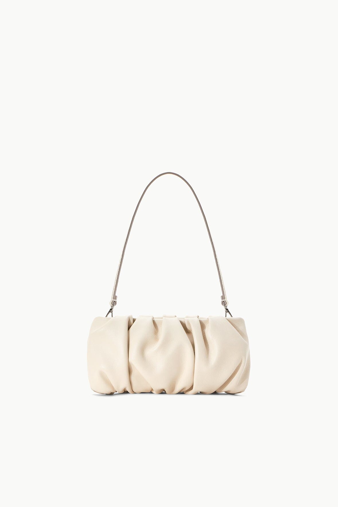 Soft Leather Convertible Clutch with Removable Strap | Bean Bag Cream