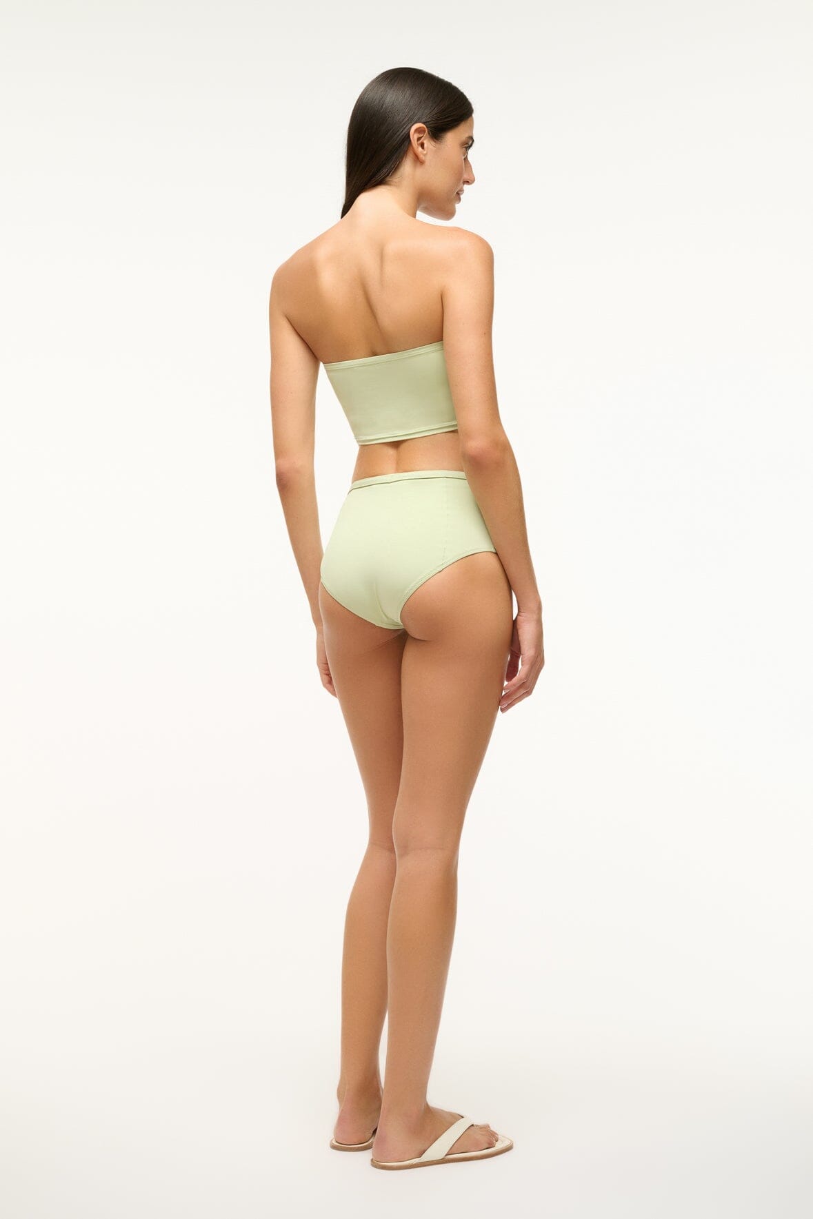 High-Rise Belted Bikini Bottom with Moon Buckle | Wailea Pale Jade