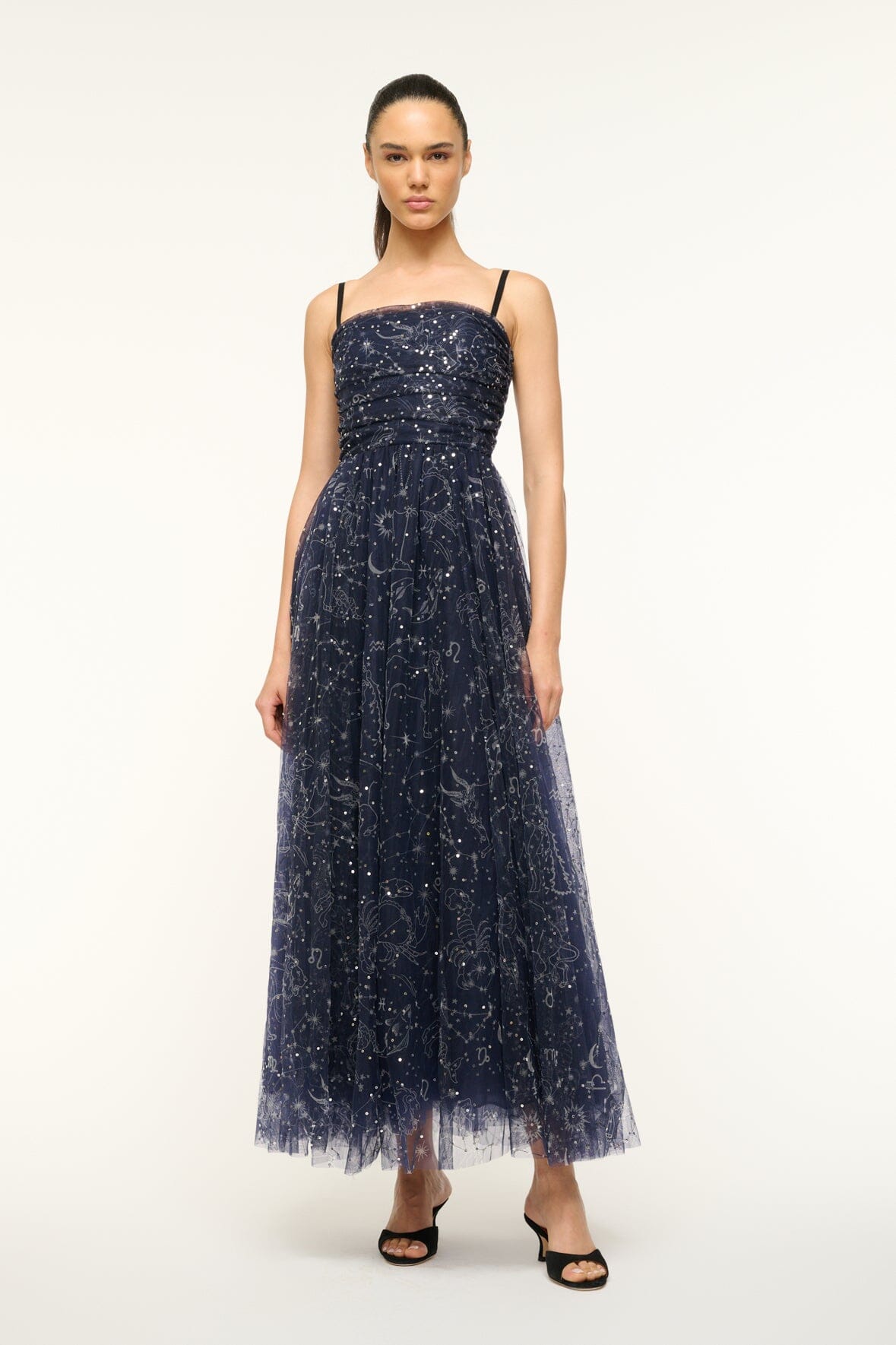 Sequin Constellation Tulle Gown with Corset Bodice | Bettina Dress
