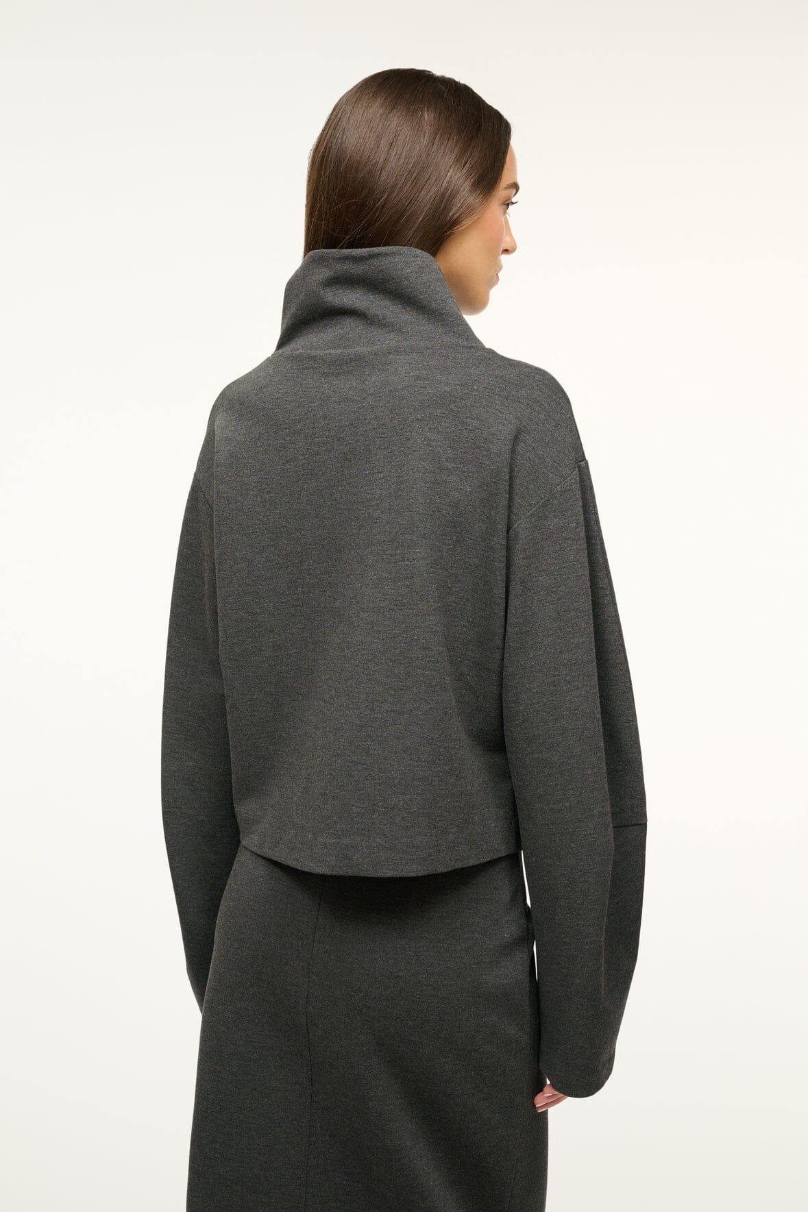 Mock Turtleneck Ponte Pullover Top with Sculptural Sleeves | Binoche