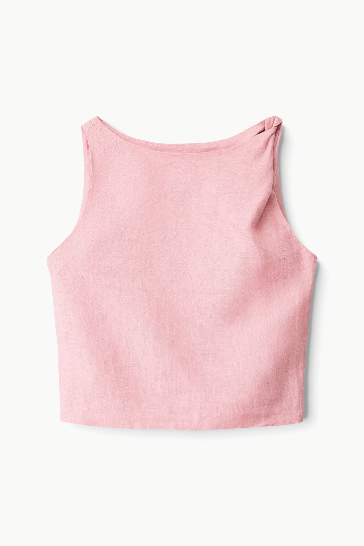 Boat Neck Linen Top with Shoulder Twist Detail | BOA Faded Blush
