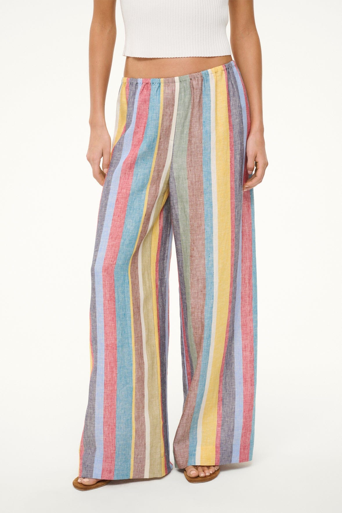 Linen Pants for Women | Wide Leg & Elastic Waist | Bonfire Market Stripe