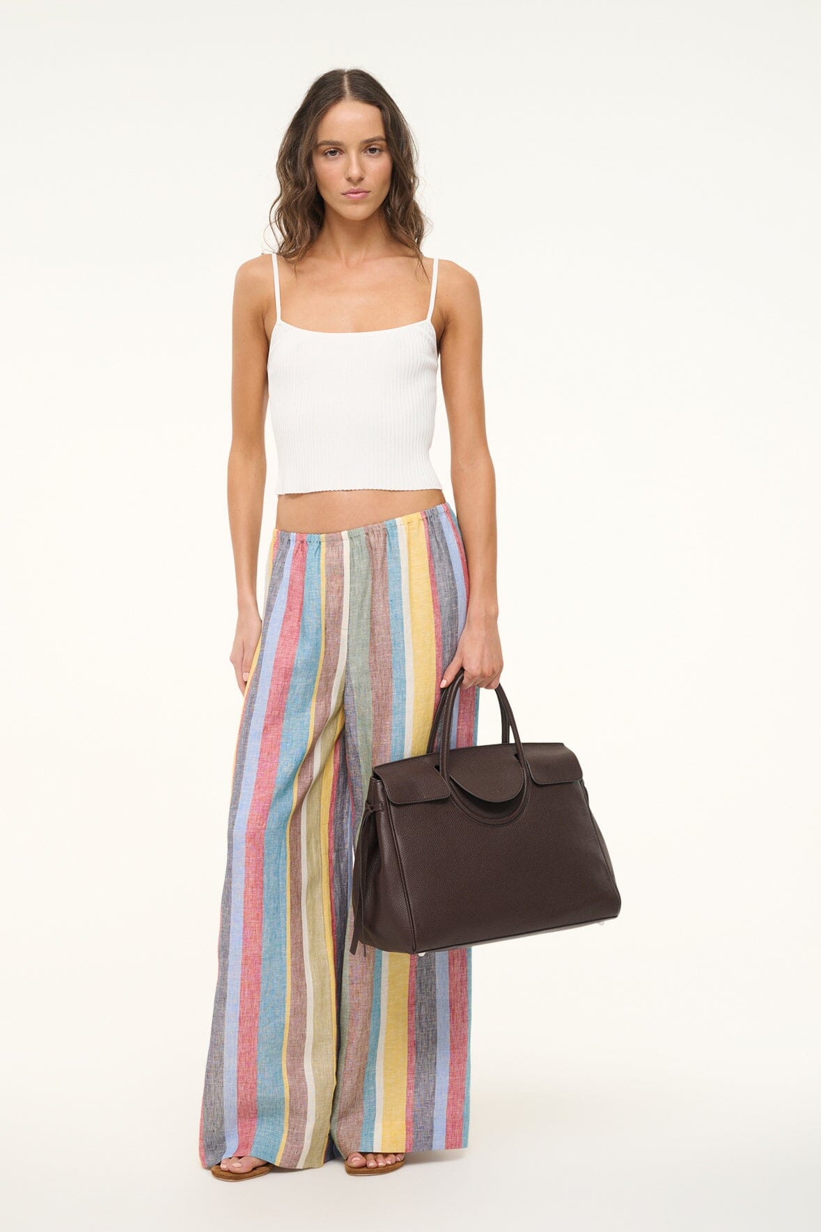 Linen Pants for Women | Wide Leg & Elastic Waist | Bonfire Market Stripe