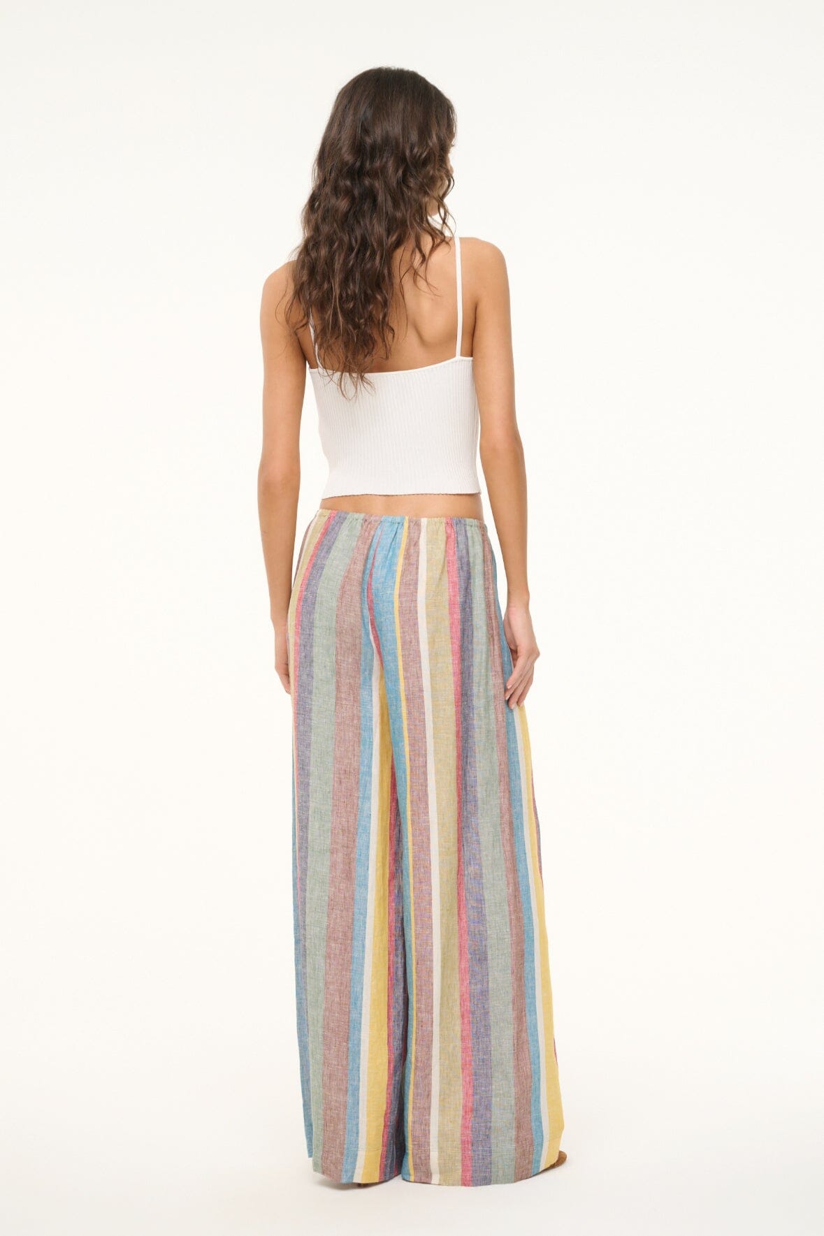 Linen Pants for Women | Wide Leg & Elastic Waist | Bonfire Market Stripe