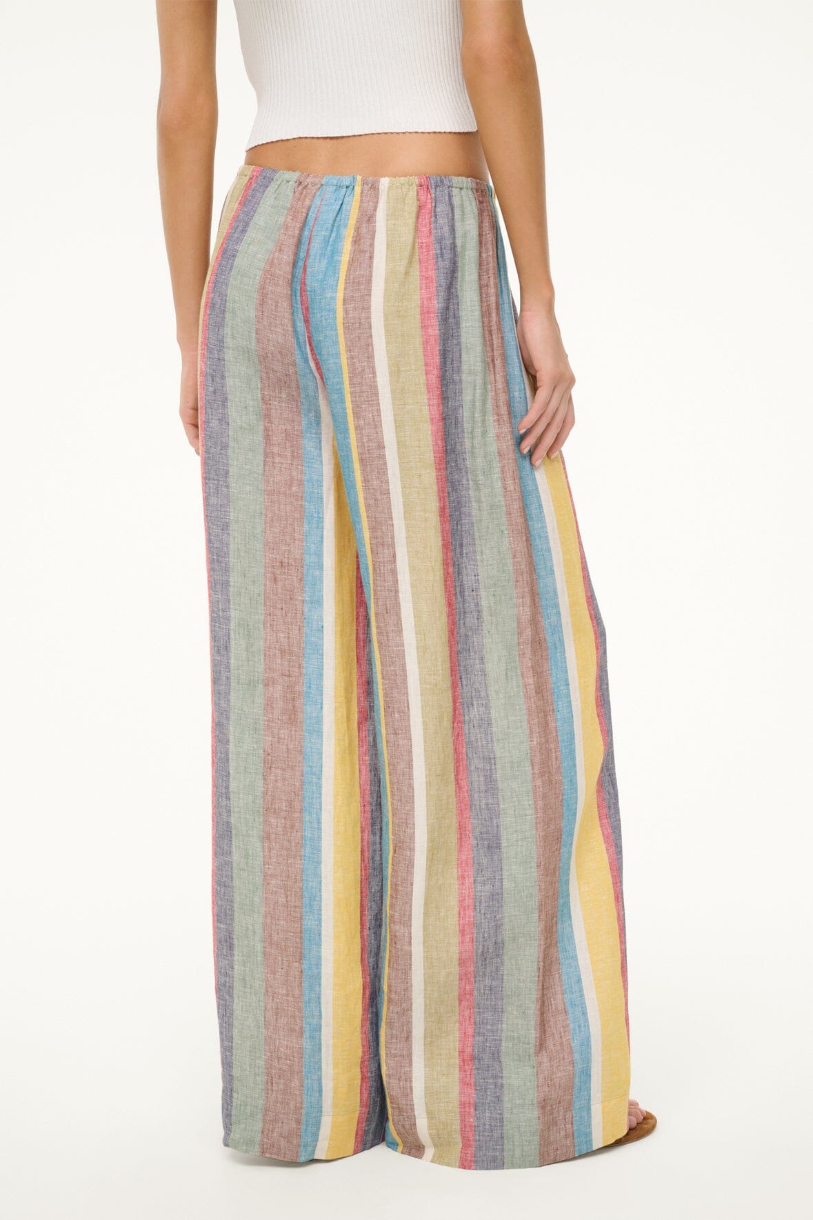 Linen Pants for Women | Wide Leg & Elastic Waist | Bonfire Market Stripe