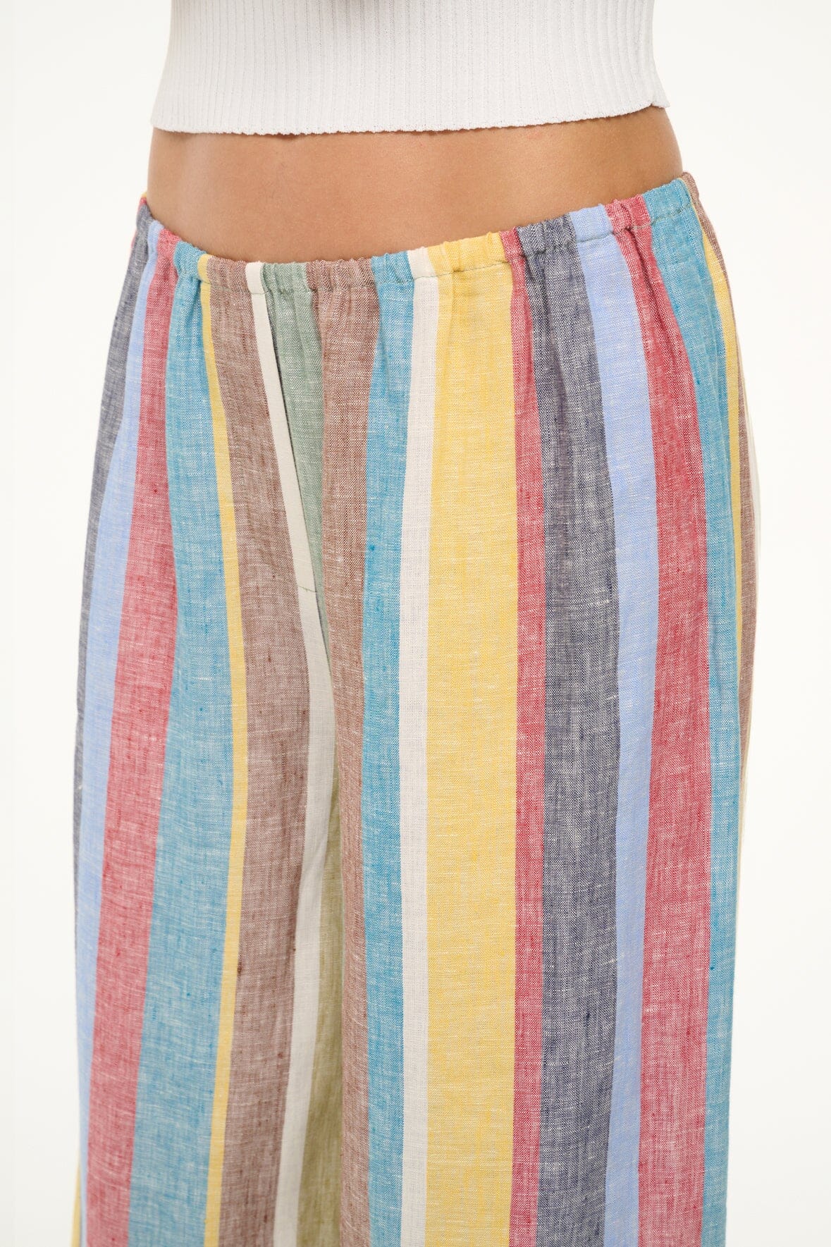 Linen Pants for Women | Wide Leg & Elastic Waist | Bonfire Market Stripe
