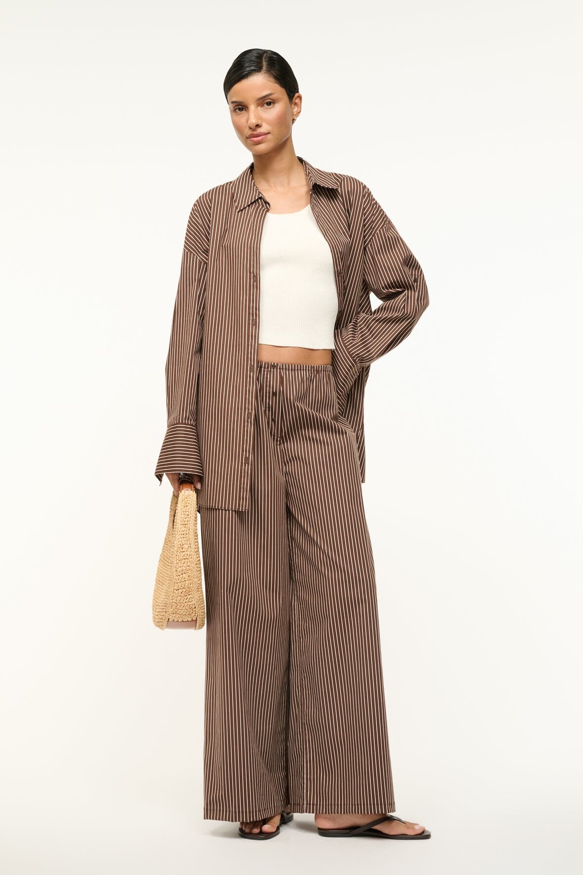 Wide Leg Cotton Poplin Pants with Elastic Waist | Bonfire Pant