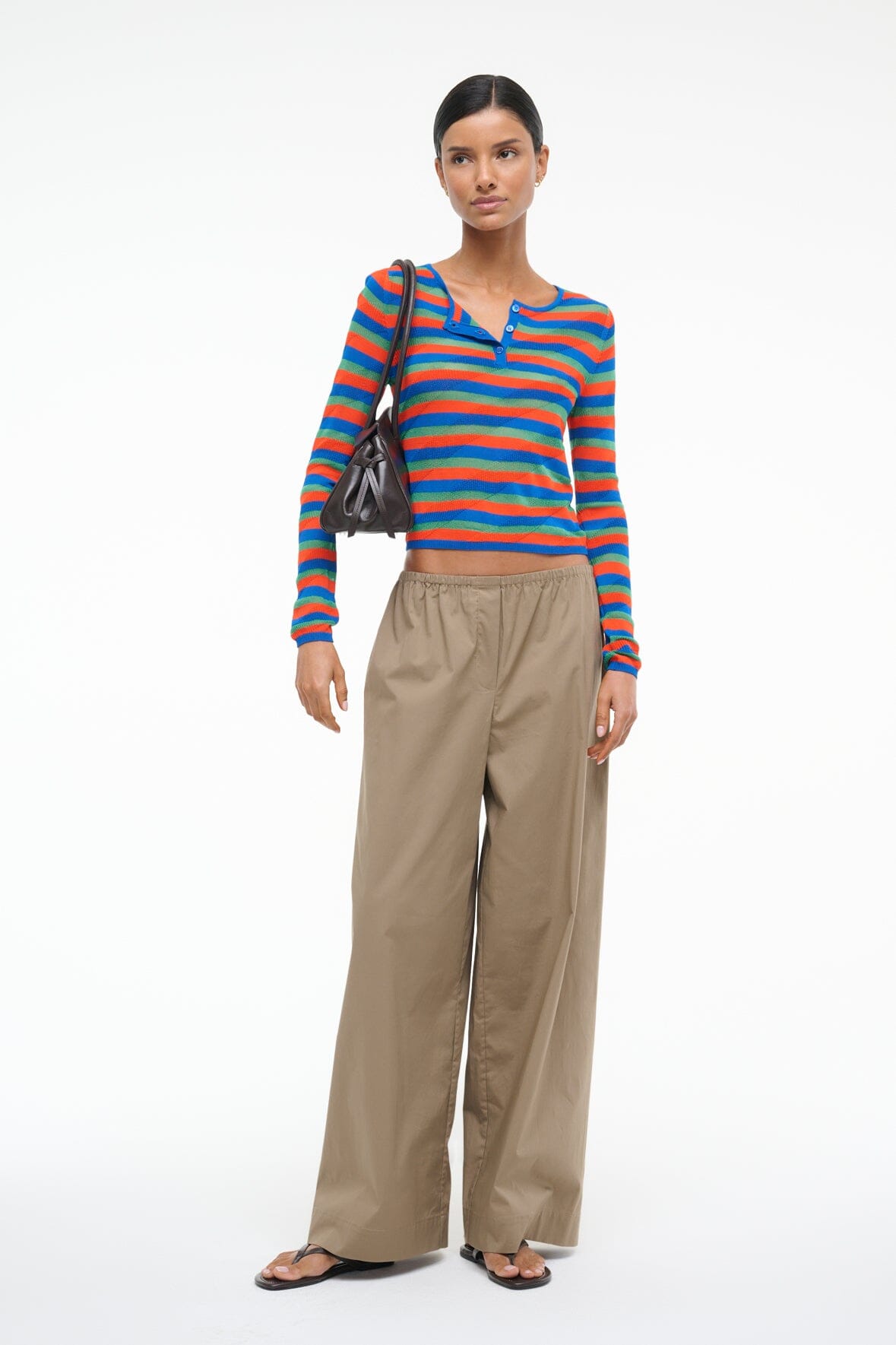 Wide Leg Pull-On Pants with Elastic Waistband | Bonfire Taupe