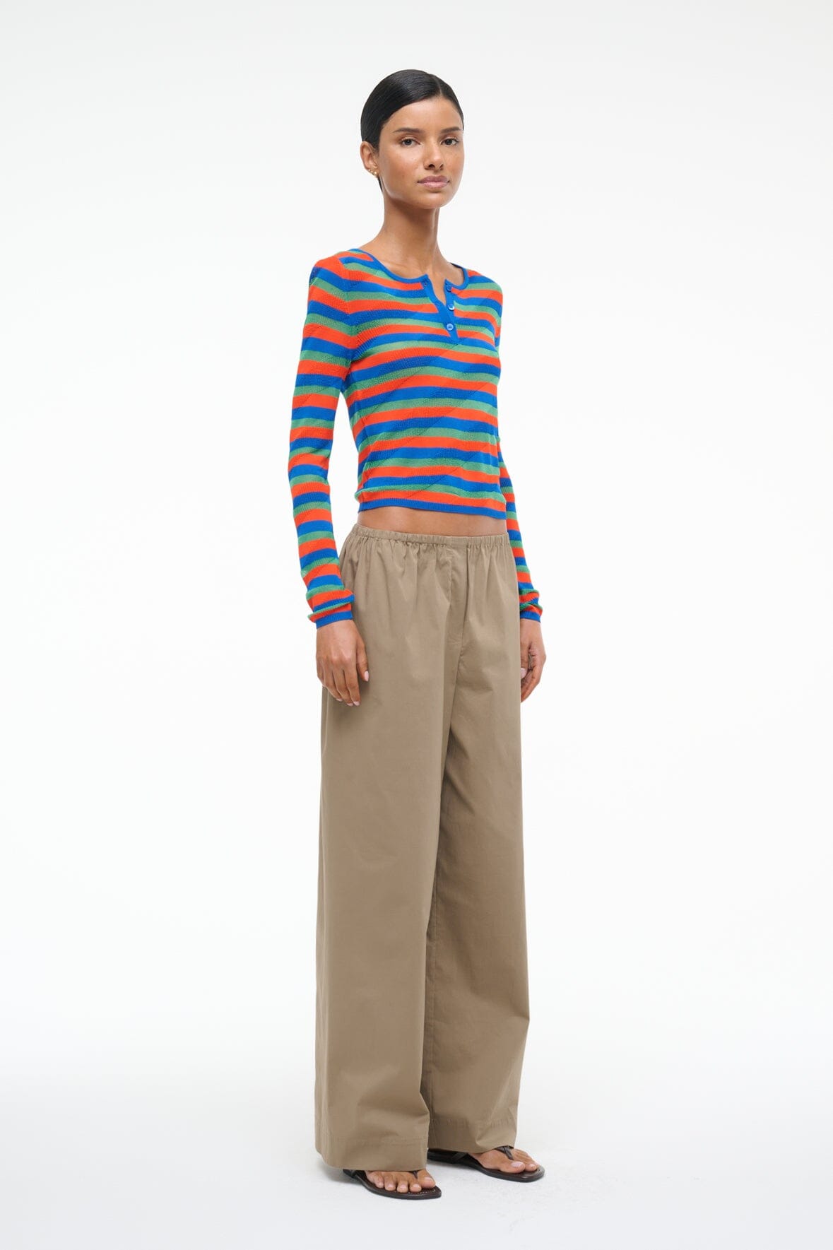Wide Leg Pull-On Pants with Elastic Waistband | Bonfire Taupe
