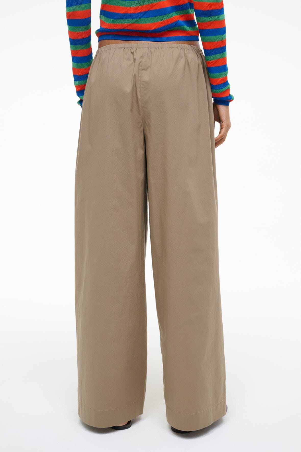 Wide Leg Pull-On Pants with Elastic Waistband | Bonfire Taupe