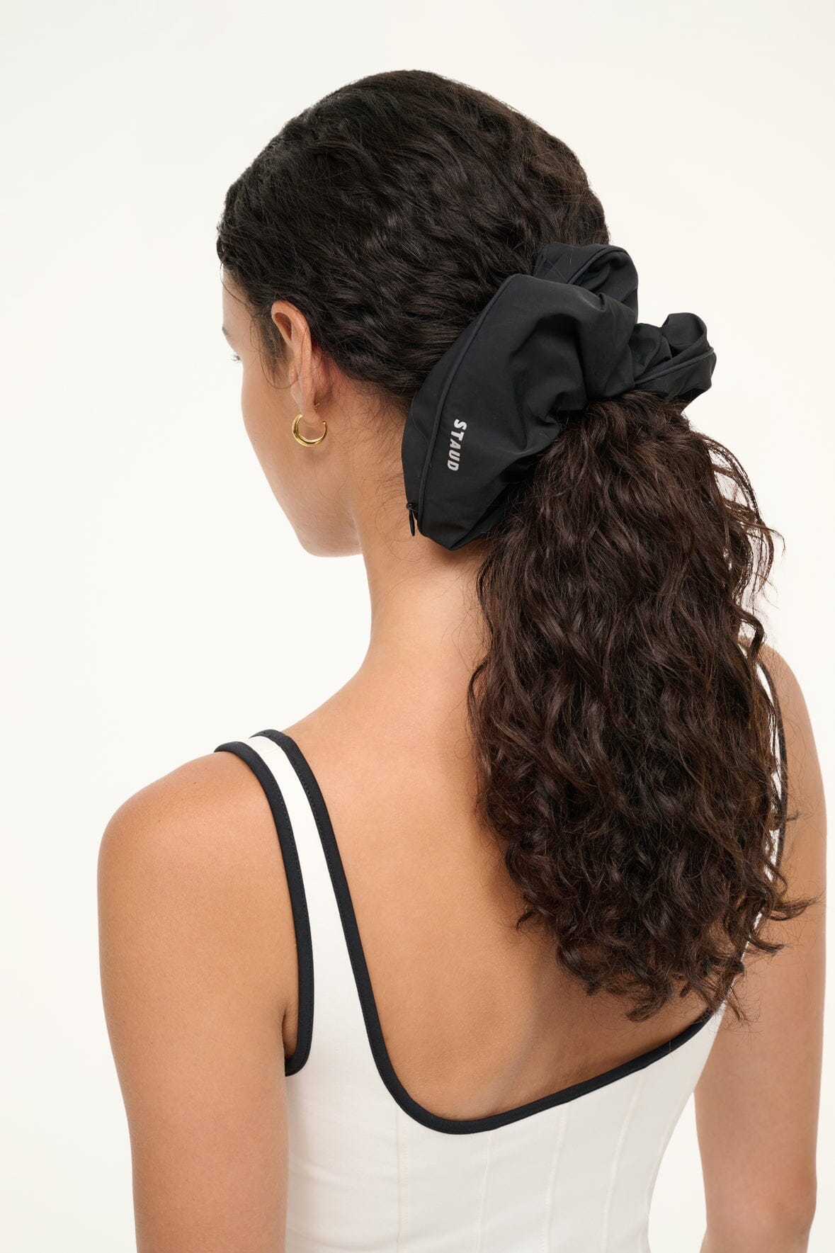 Oversized Nylon Scrunchie with Hidden Pocket | Gorge Black