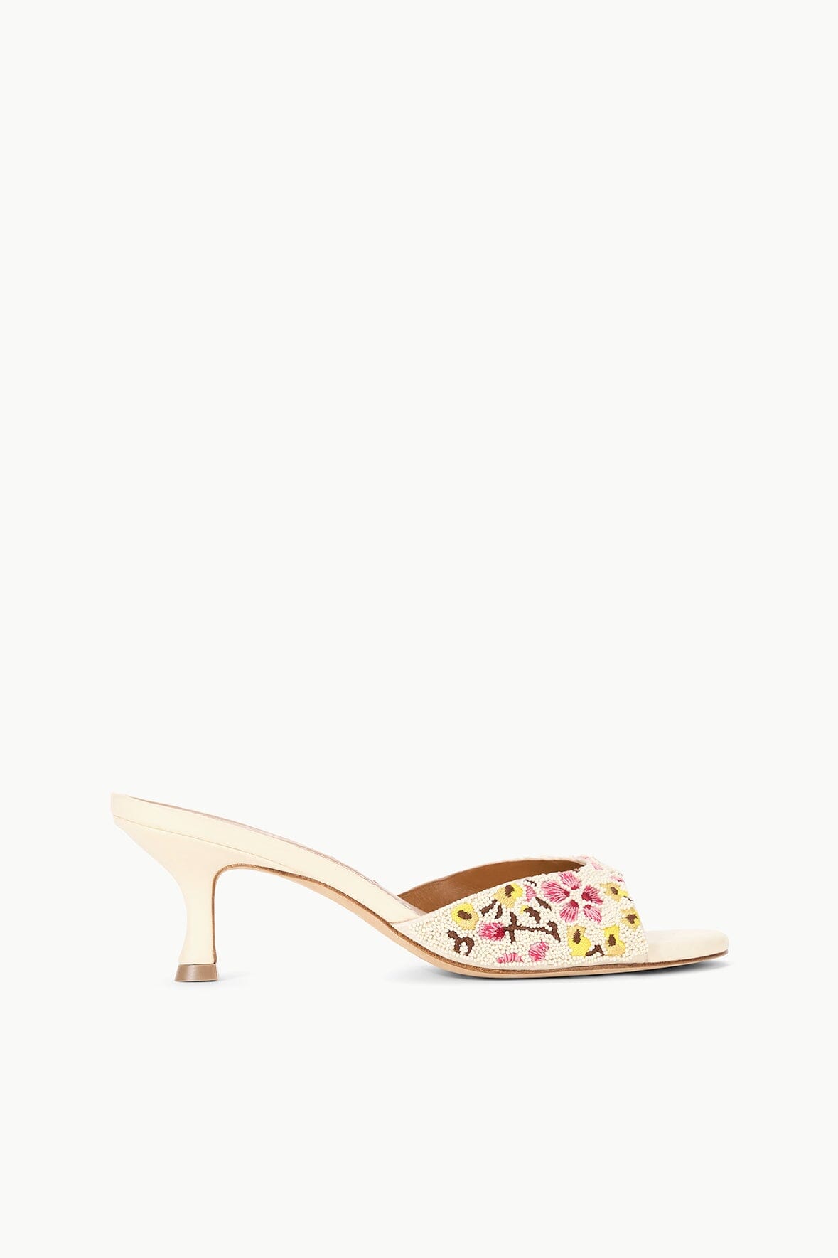 Beaded Floral Mule Sandals with Kitten Heel | Brigitte