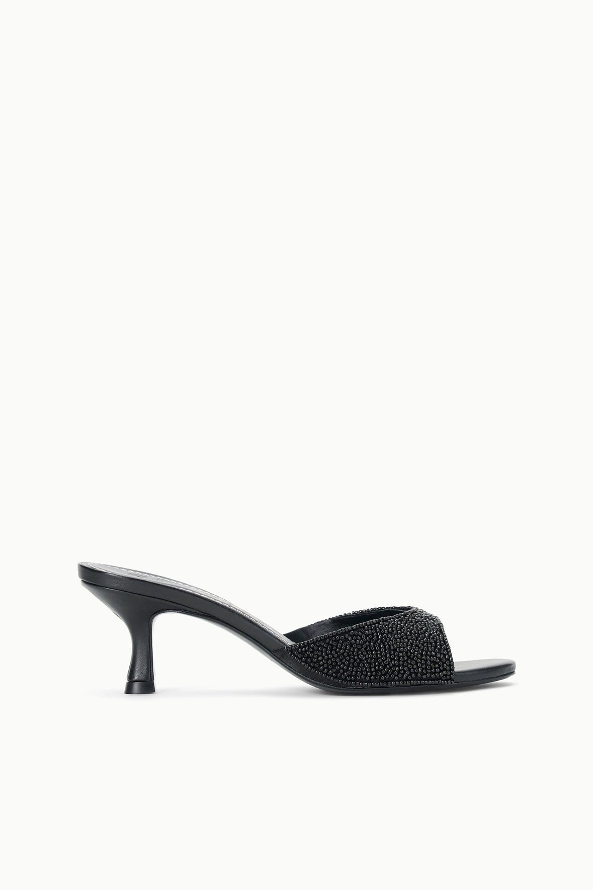Beaded Kitten Heel Mules for Women | Brigitte Black