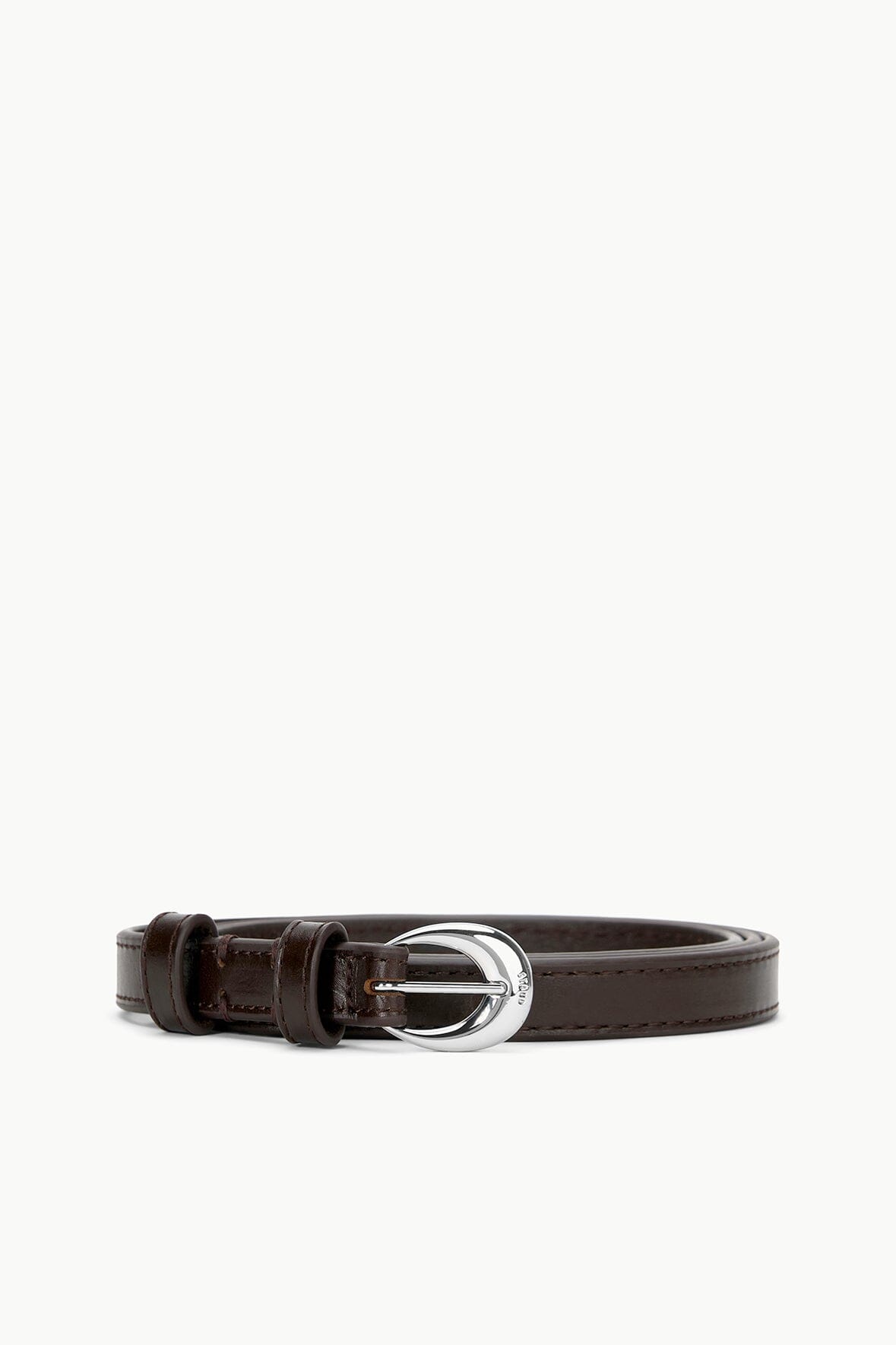 Thin Leather Belt with Moon Buckle | Mahogany Silver 13mm
